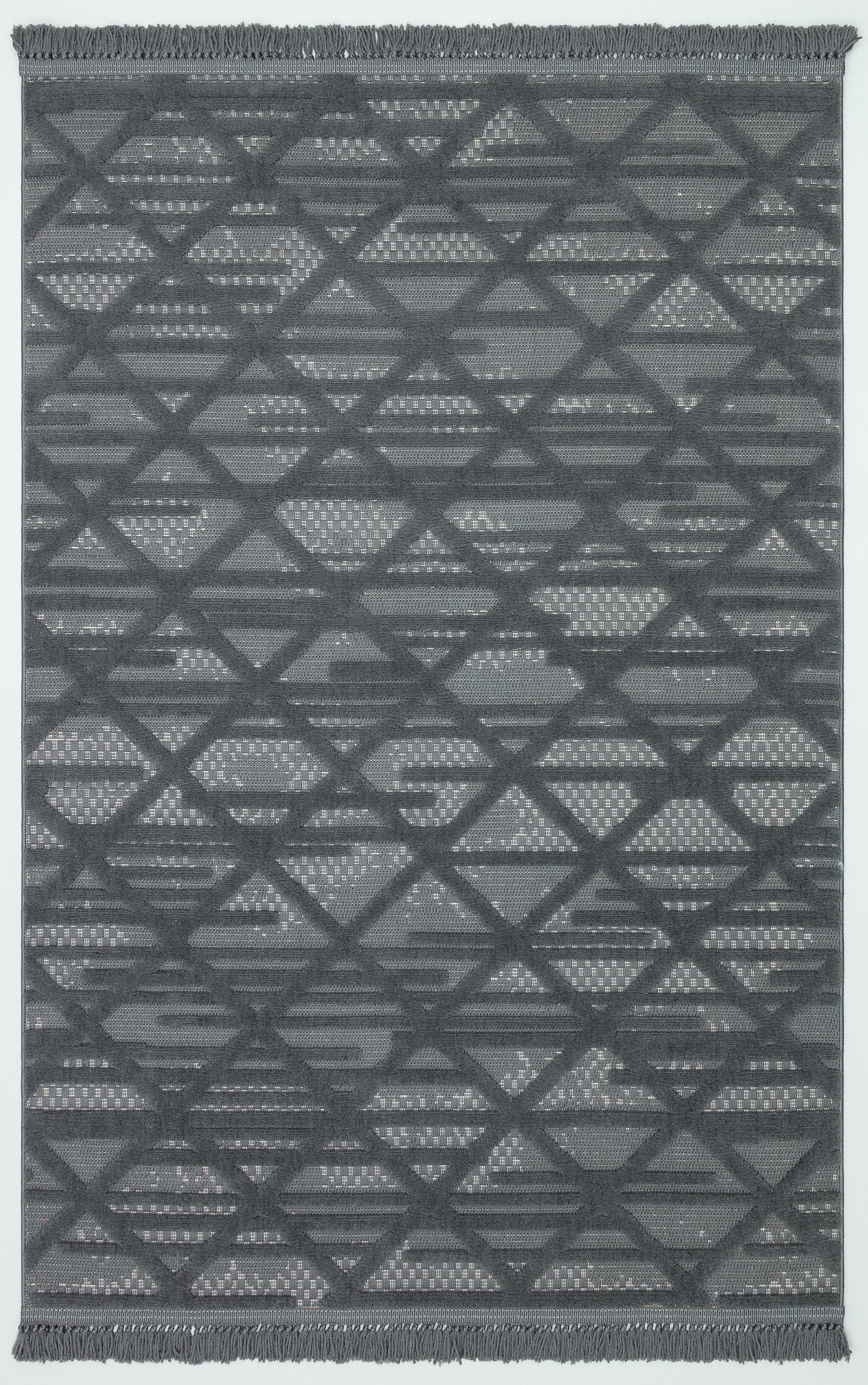 MİLAS C10-ANTRASİT Kabartmalı Modern Geometrik Desenli Salon Koridor Mutfak Halısı