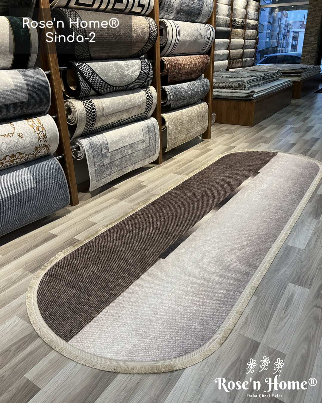 SİNDA-2 - Kaymaz Deri Taban Makinede Yıkanabilir Salon Oturma Odası Mutfak Halısı