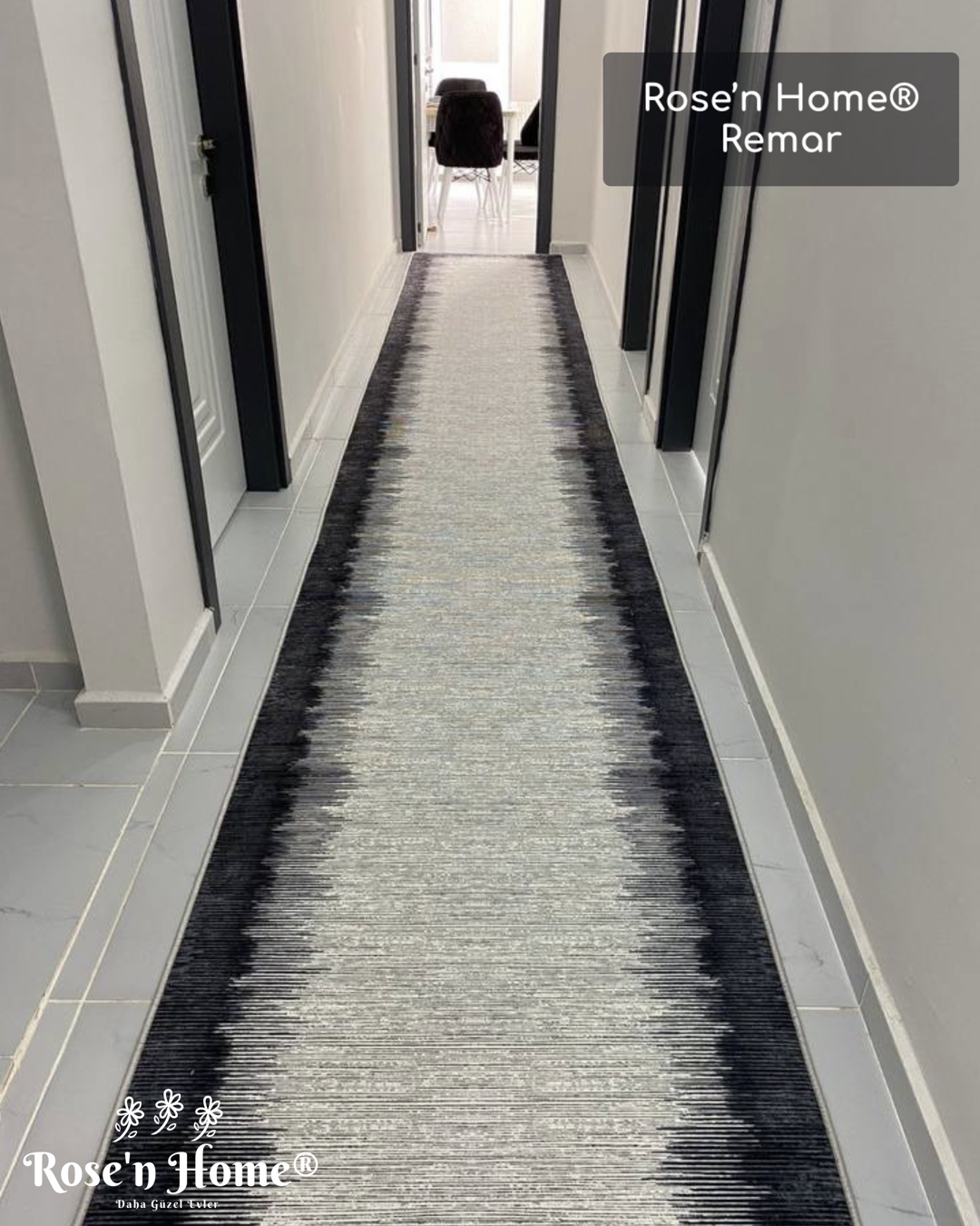 REMAR - Kaymaz Deri Taban Makinede Yıkanabilir Salon Oturma Odası Mutfak Halısı