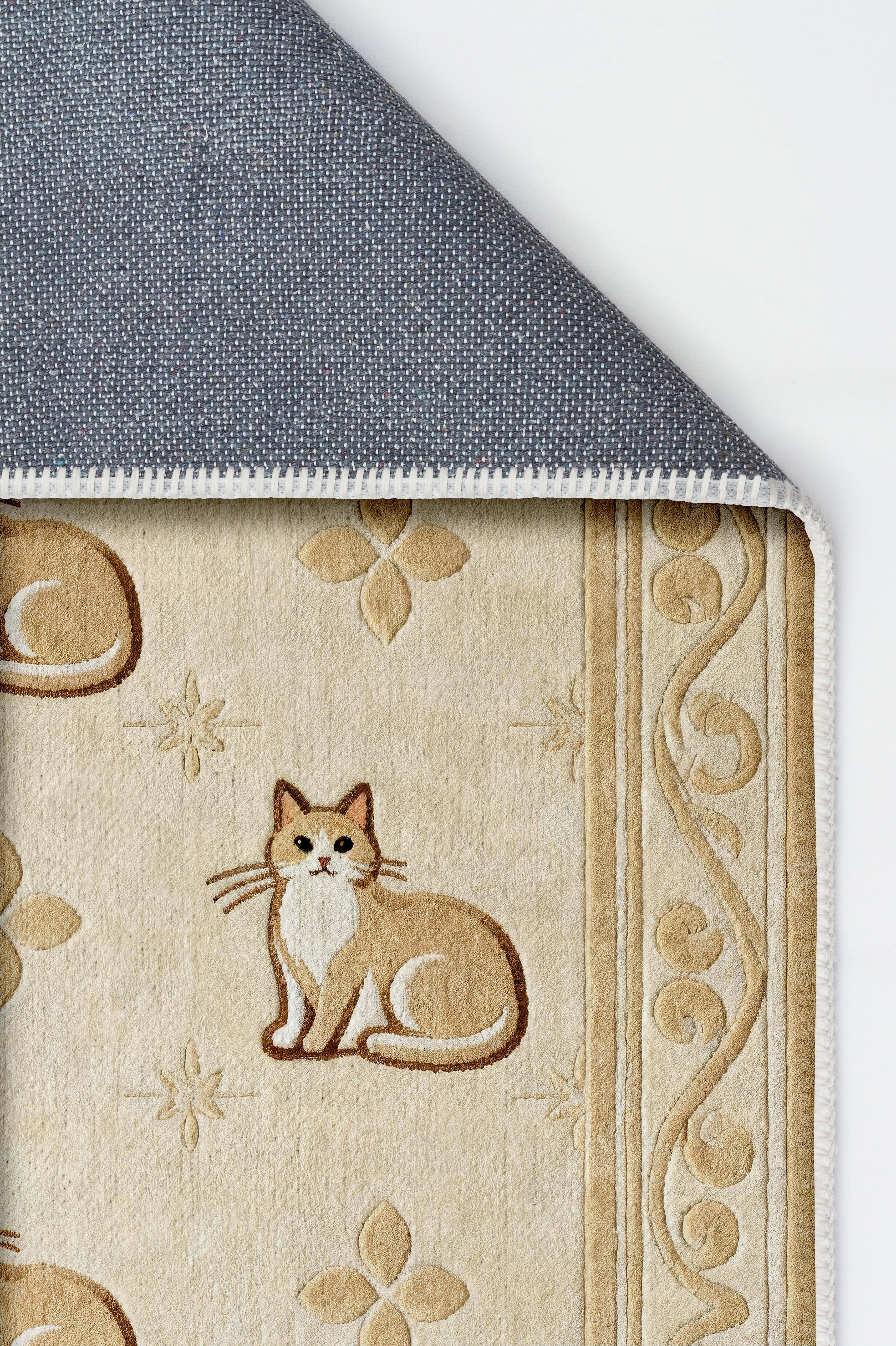 Arte KD005 Kedi Desenli Pati Dostu Hayvanseverler İçin Dekoratif Halı