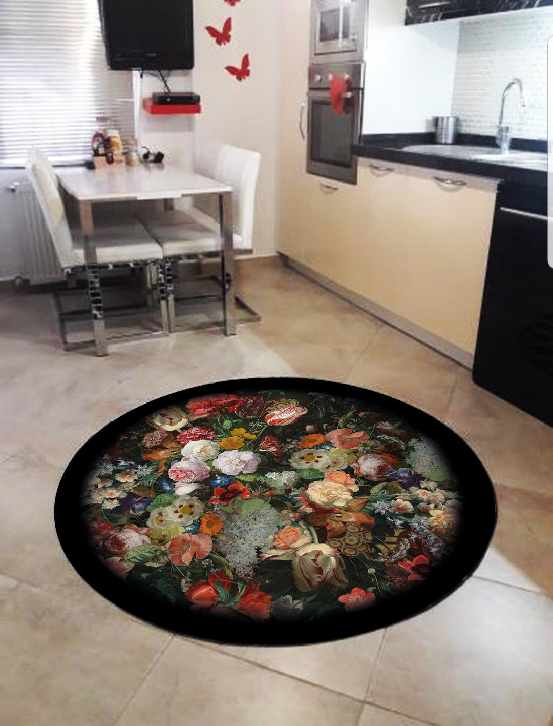 BAHÇE - Kaymaz Deri Taban Makinede Yıkanabilir Salon Oturma Odası Mutfak Halısı