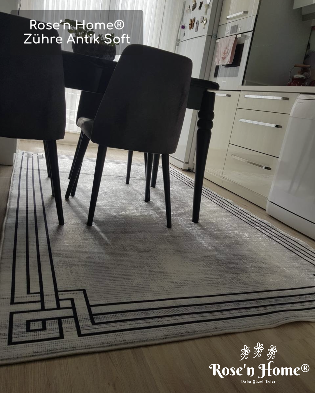 ZÜHRE ANTİK SOFT - Kaymaz Deri Taban Makinede Yıkanabilir Salon Oturma Odası Mutfak Halısı