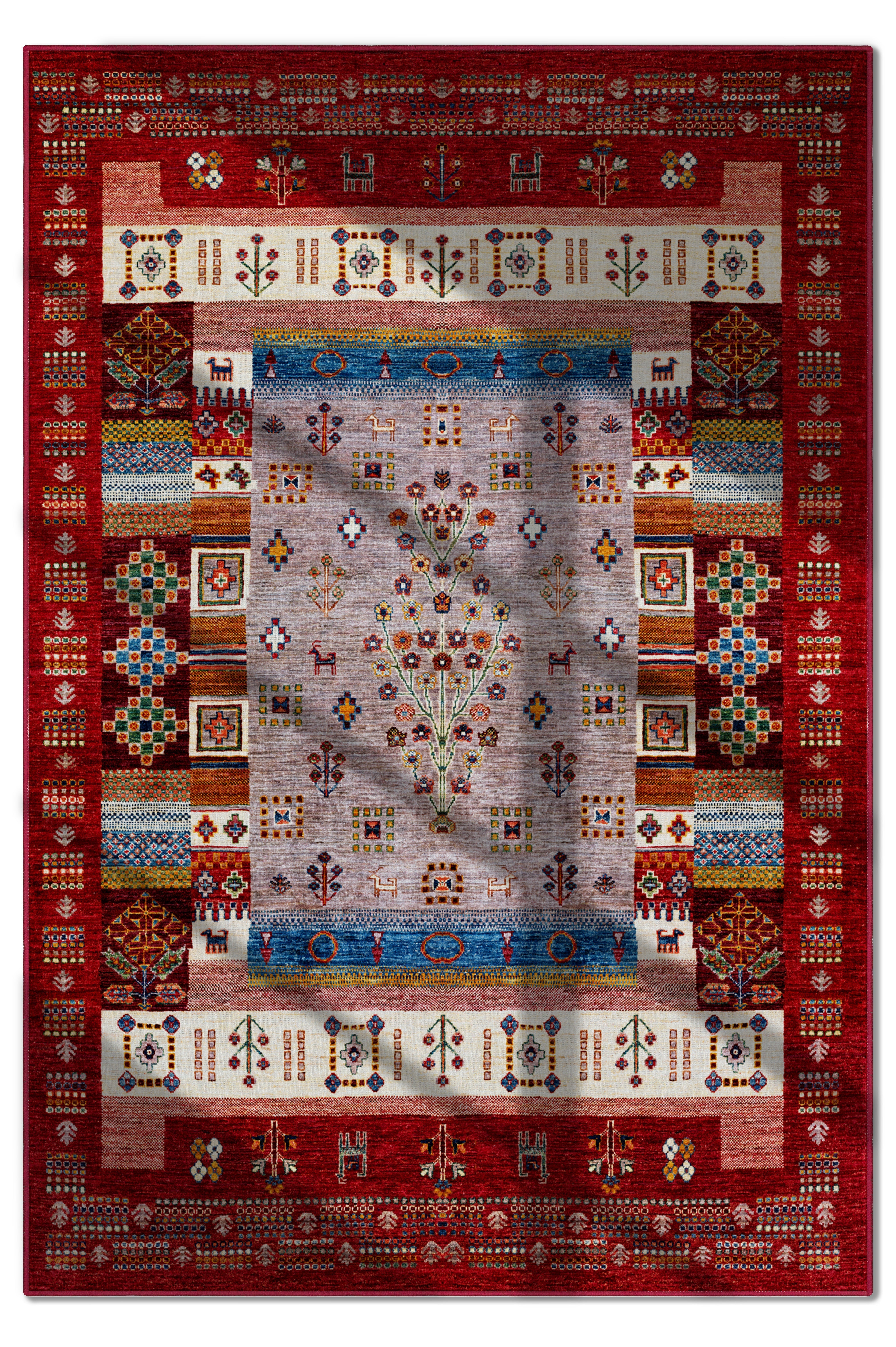 Arte DS077 Vintage Çiçek Figürlü Dekoratif Dokuma Halı