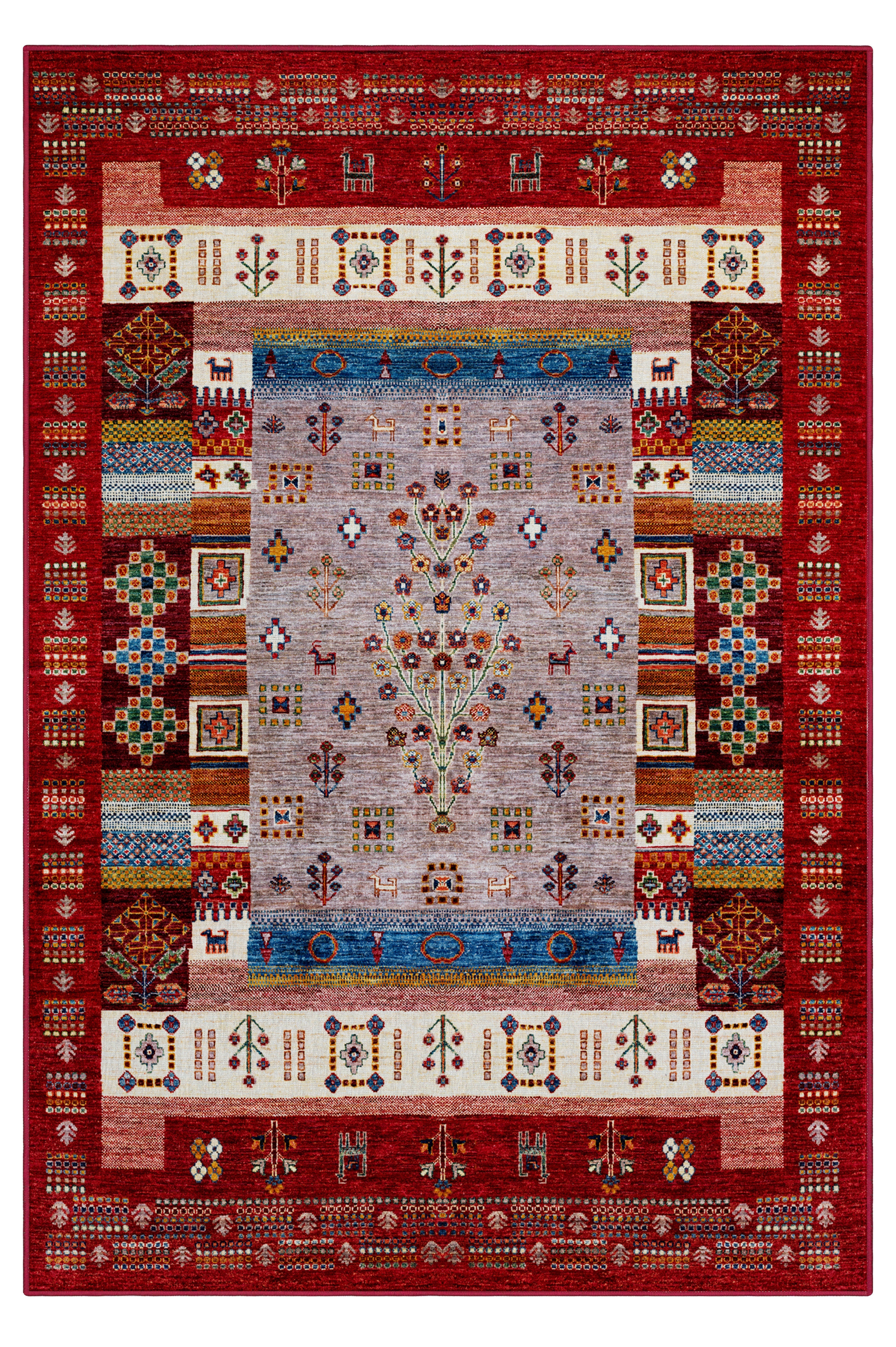 Arte DS077 Vintage Çiçek Figürlü Dekoratif Dokuma Halı