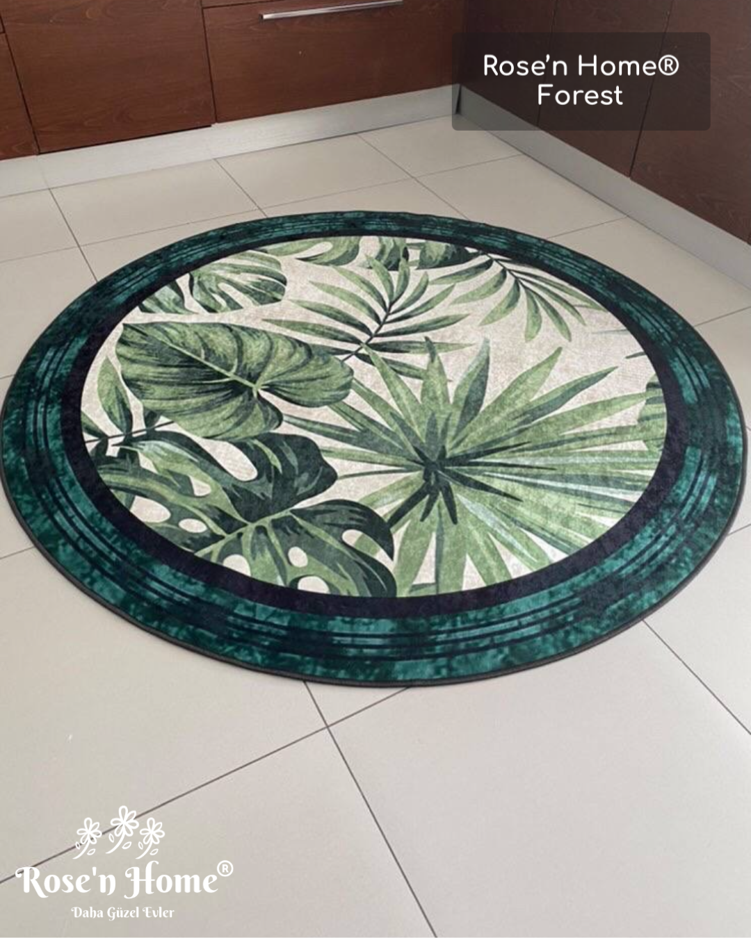FOREST - Kaymaz Deri Taban Makinede Yıkanabilir Salon Oturma Odası Mutfak Halısı