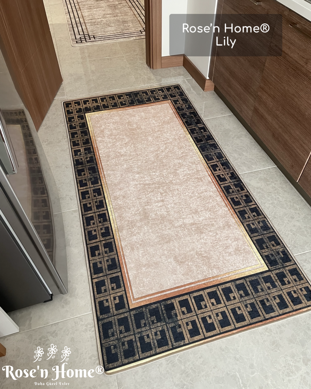 LİLY - Kaymaz Deri Taban Makinede Yıkanabilir Salon Oturma Odası Mutfak Halısı