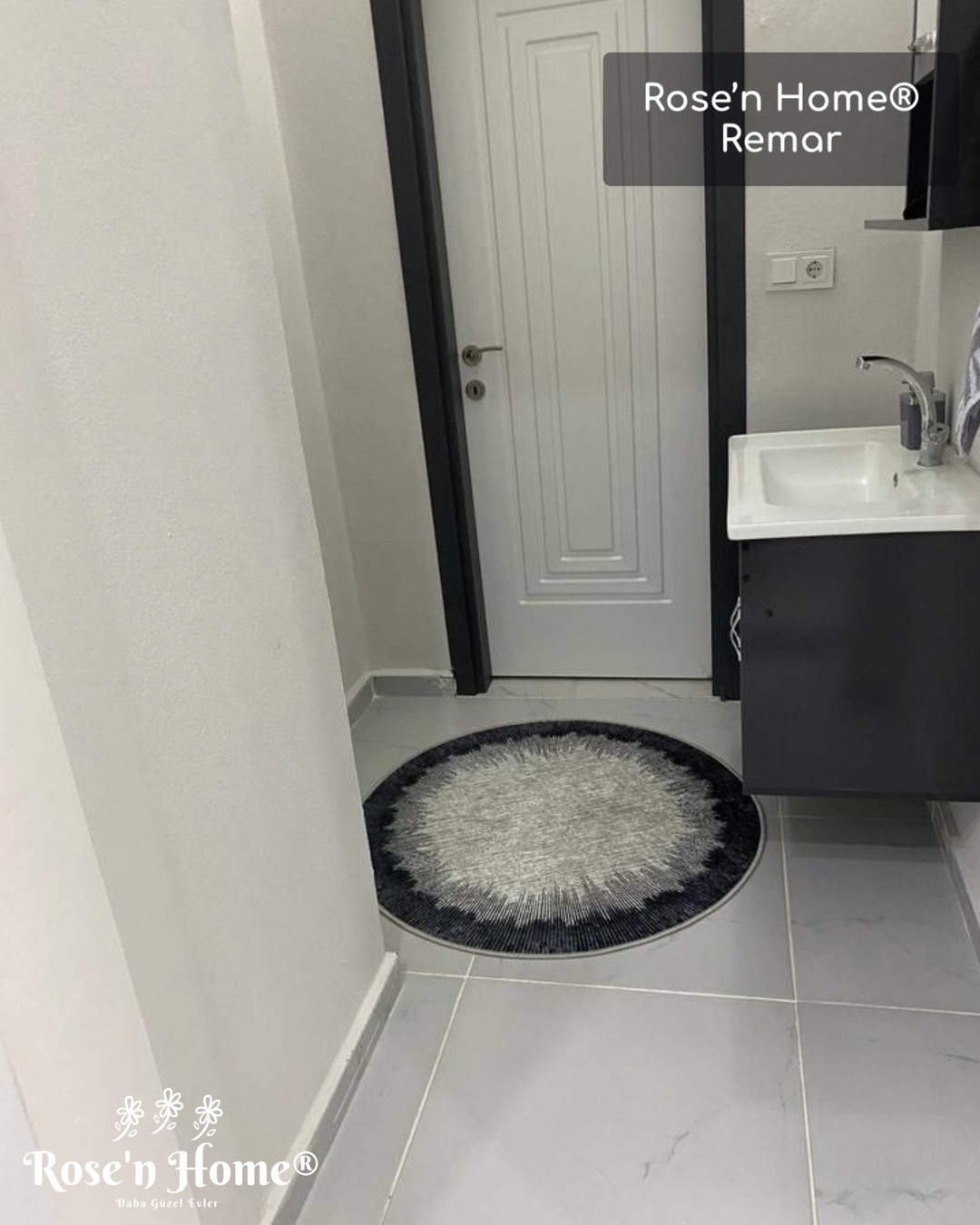 REMAR - Kaymaz Deri Taban Makinede Yıkanabilir Salon Oturma Odası Mutfak Halısı