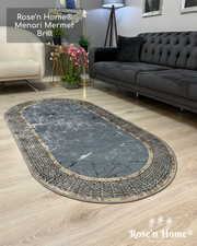 MENARİ MERMER BRİLL - Kaymaz Deri Taban Makinede Yıkanabilir Salon Oturma Odası Mutfak Halısı