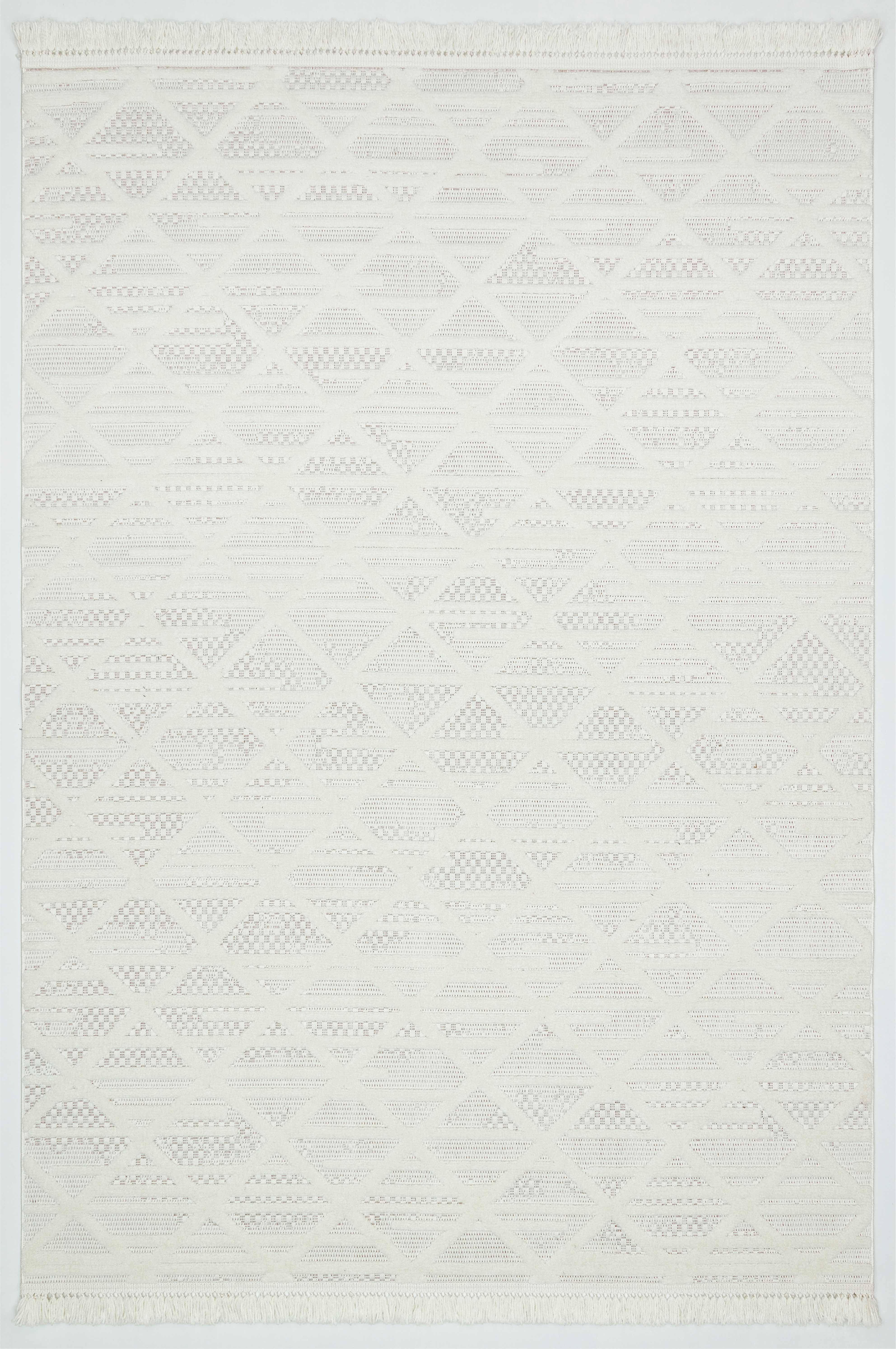 MİLAS C6-BEYAZ Kabartmalı Modern Geometrik Desenli Salon Koridor Mutfak Halısı
