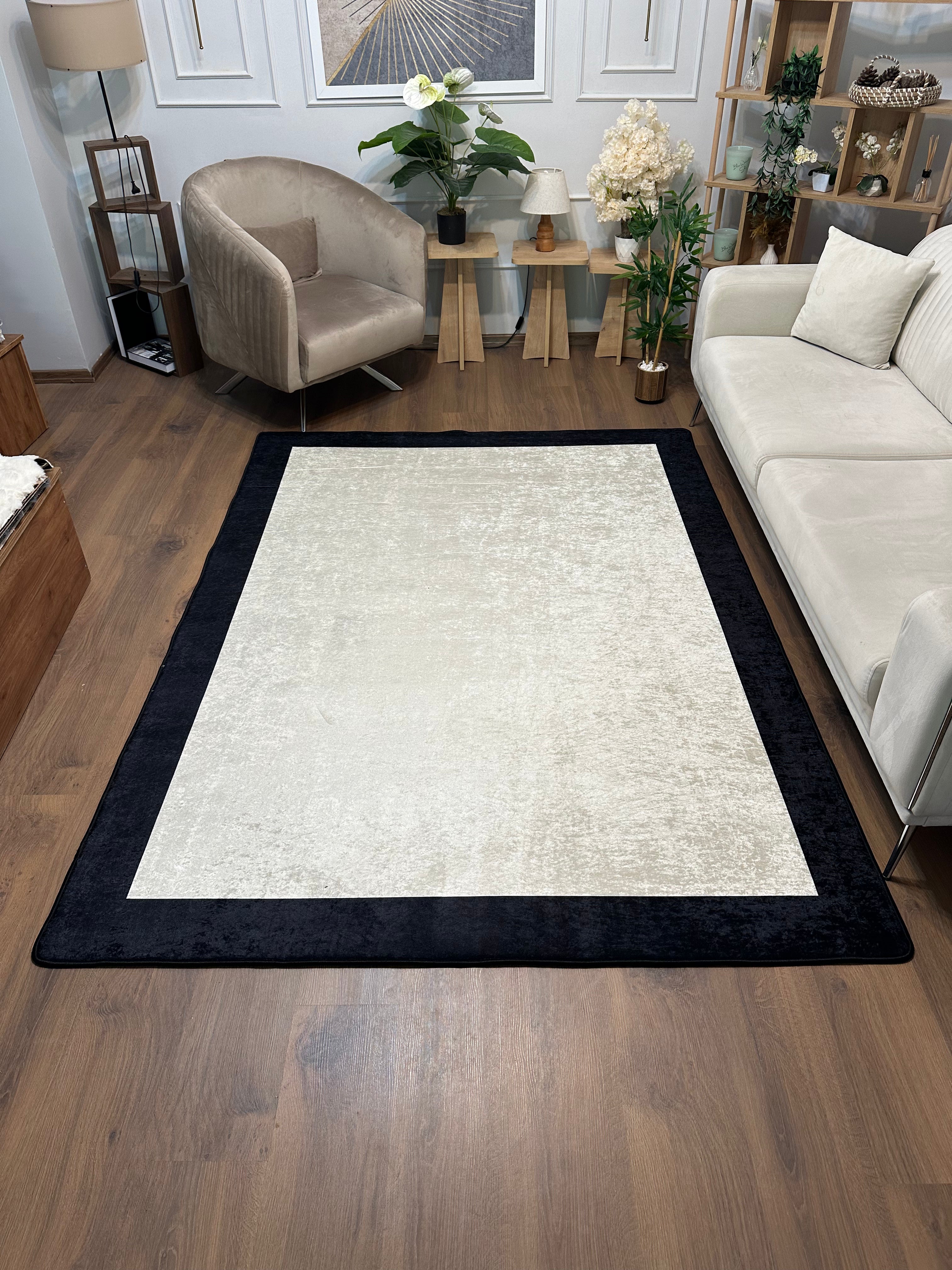 FRAME STİL - Kaymaz Deri Taban Makinede Yıkanabilir Salon Oturma Odası Mutfak Halısı
