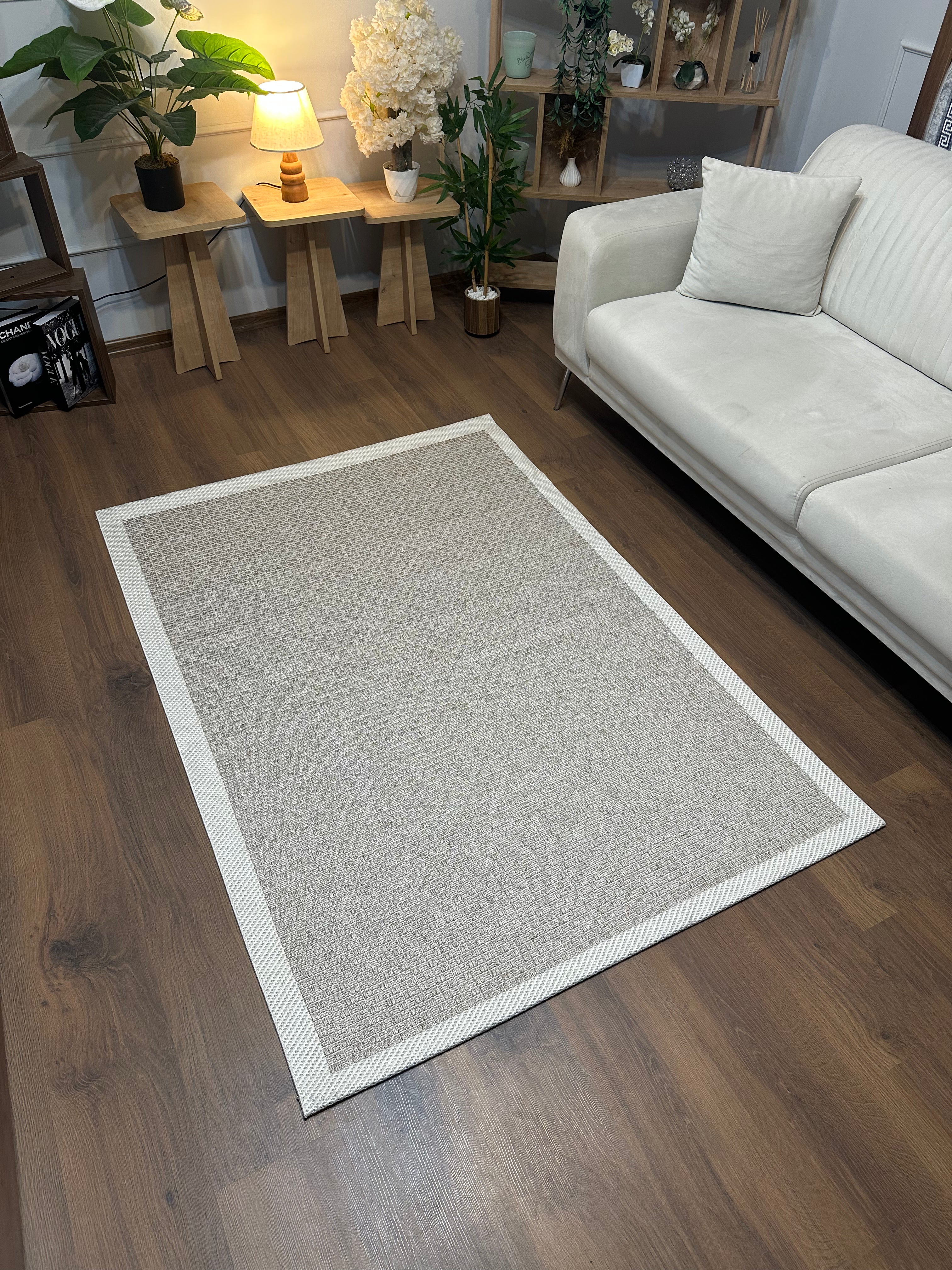 SİSAL-C01611 BEJ Jüt Hasır Dokulu Doğal Salon Mutfak Koridor Balkon Halısı