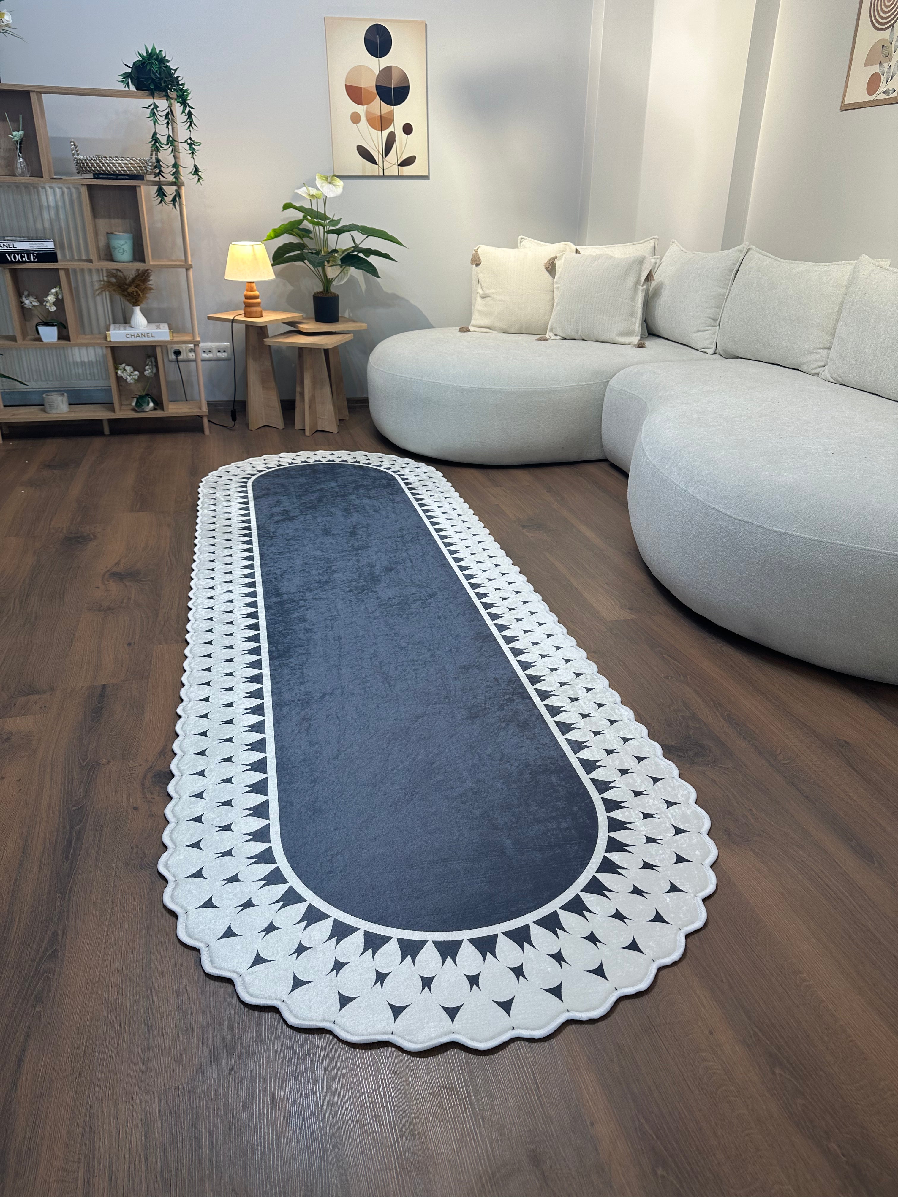 FUGA - Kaymaz Deri Taban Makinede Yıkanabilir Salon Oturma Odası Mutfak Halısı
