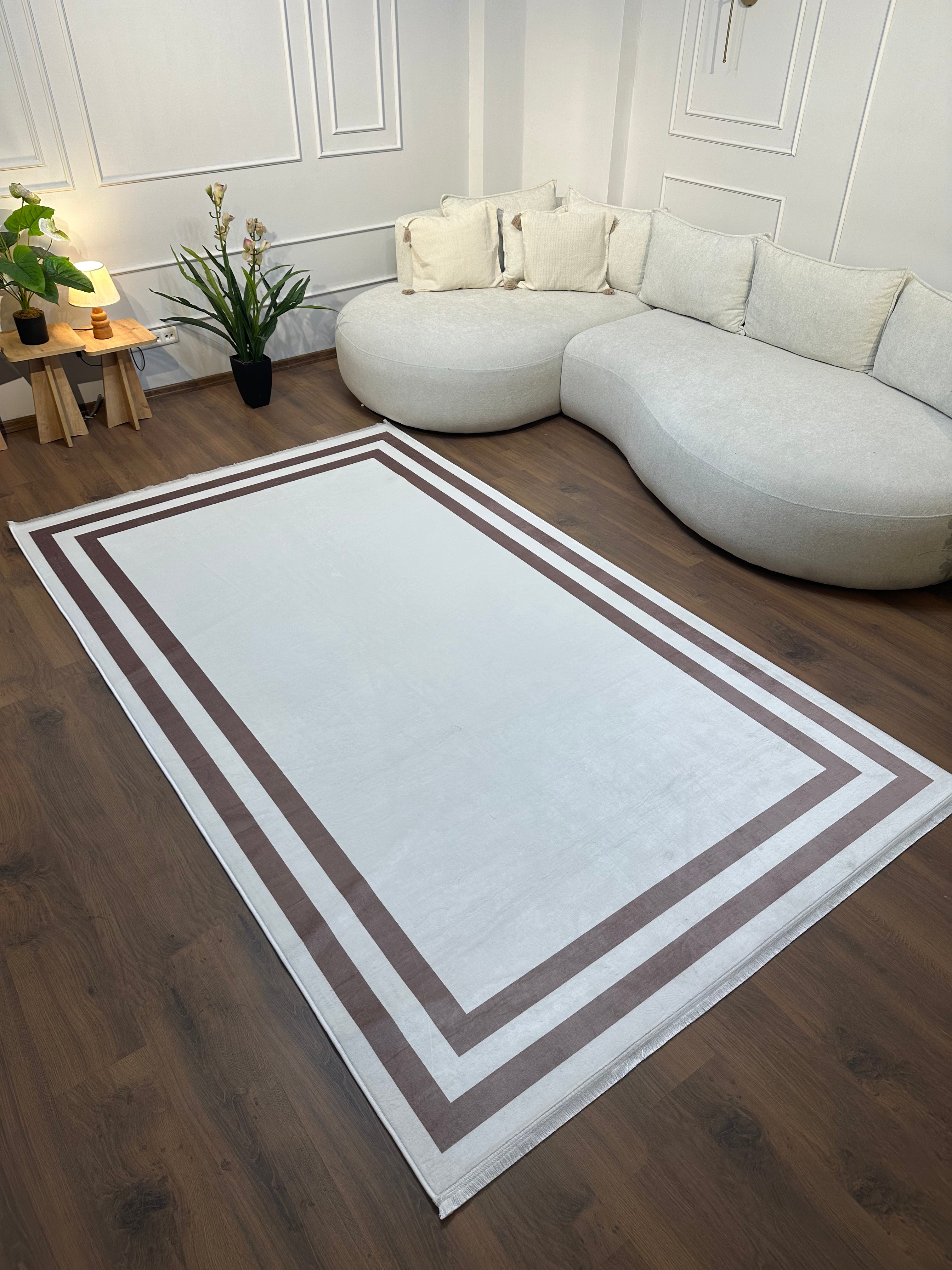 FRAME VİZON - Kaymaz Deri Taban Makinede Yıkanabilir Salon Oturma Odası Mutfak Halısı