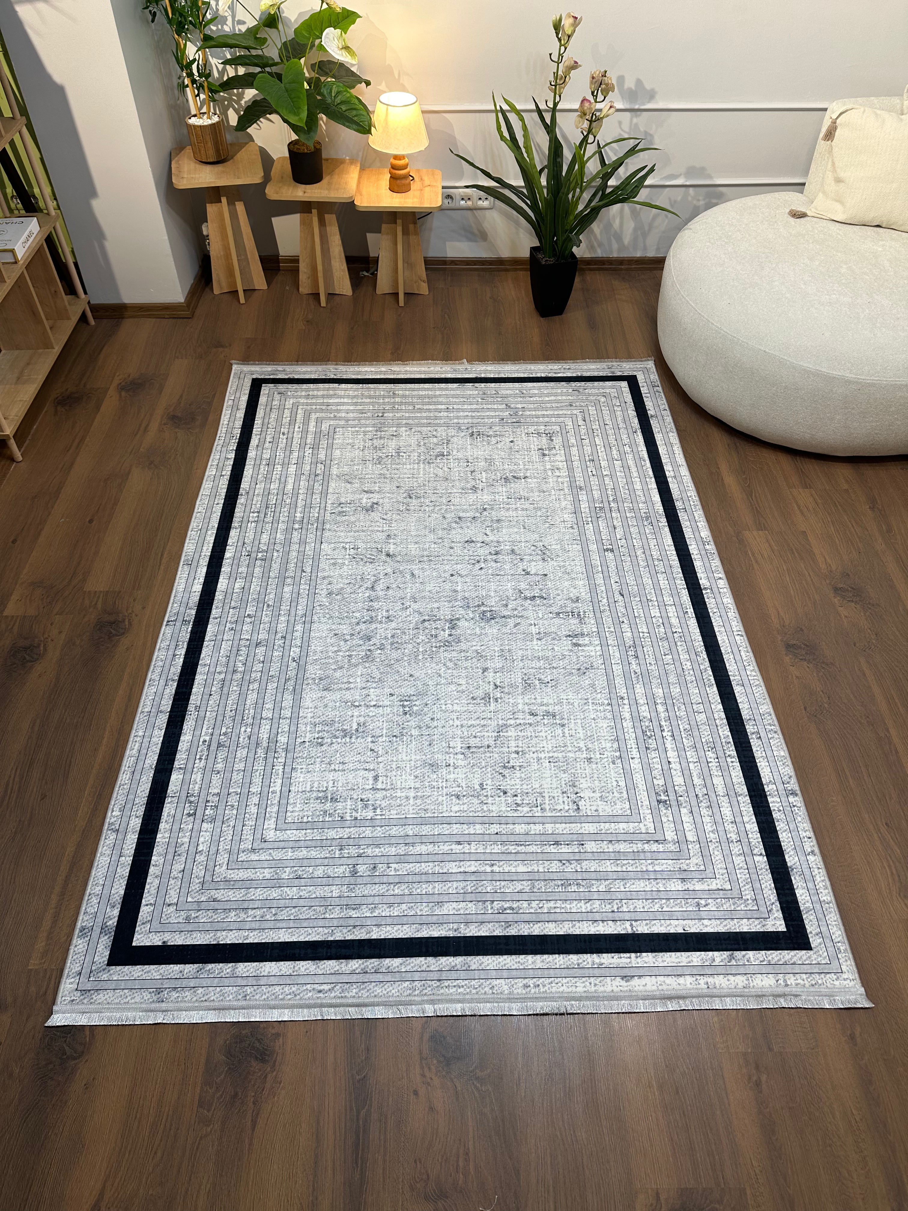 MELONİ - Kaymaz Deri Taban Makinede Yıkanabilir Salon Oturma Odası Mutfak Halısı