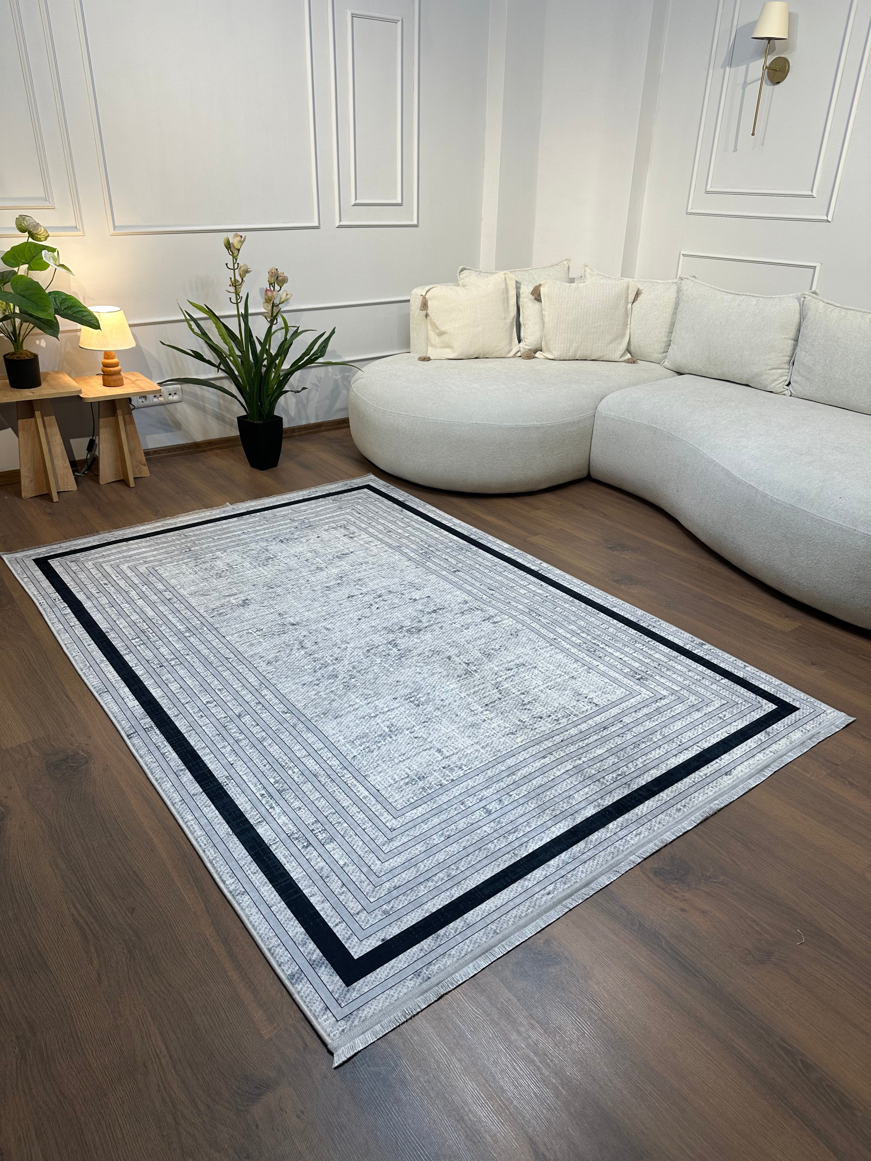 MELONİ - Kaymaz Deri Taban Makinede Yıkanabilir Salon Oturma Odası Mutfak Halısı