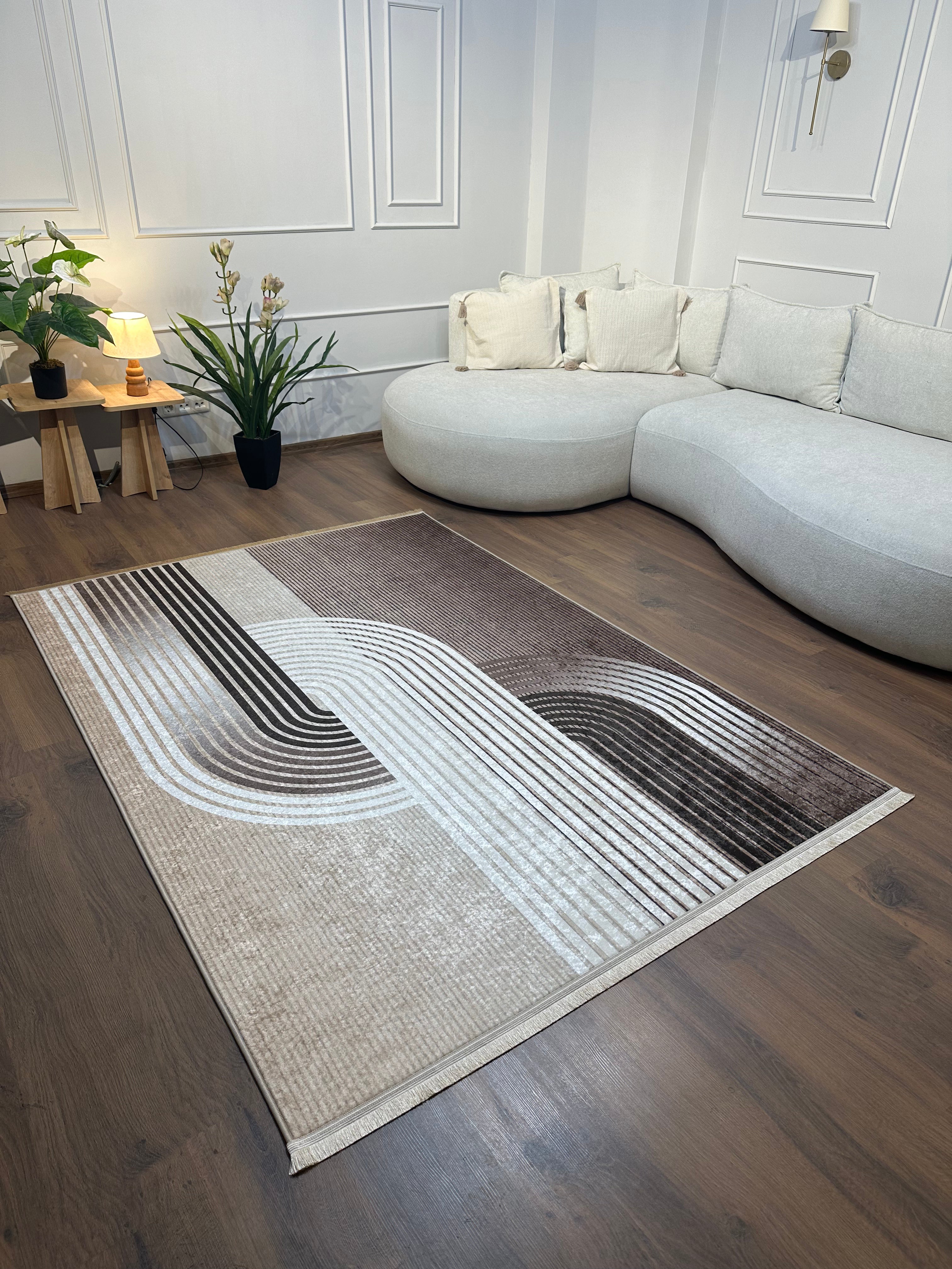 LUNA VİZON DEGRA - Kaymaz Deri Taban Makinede Yıkanabilir Salon Oturma Odası Mutfak Halısı