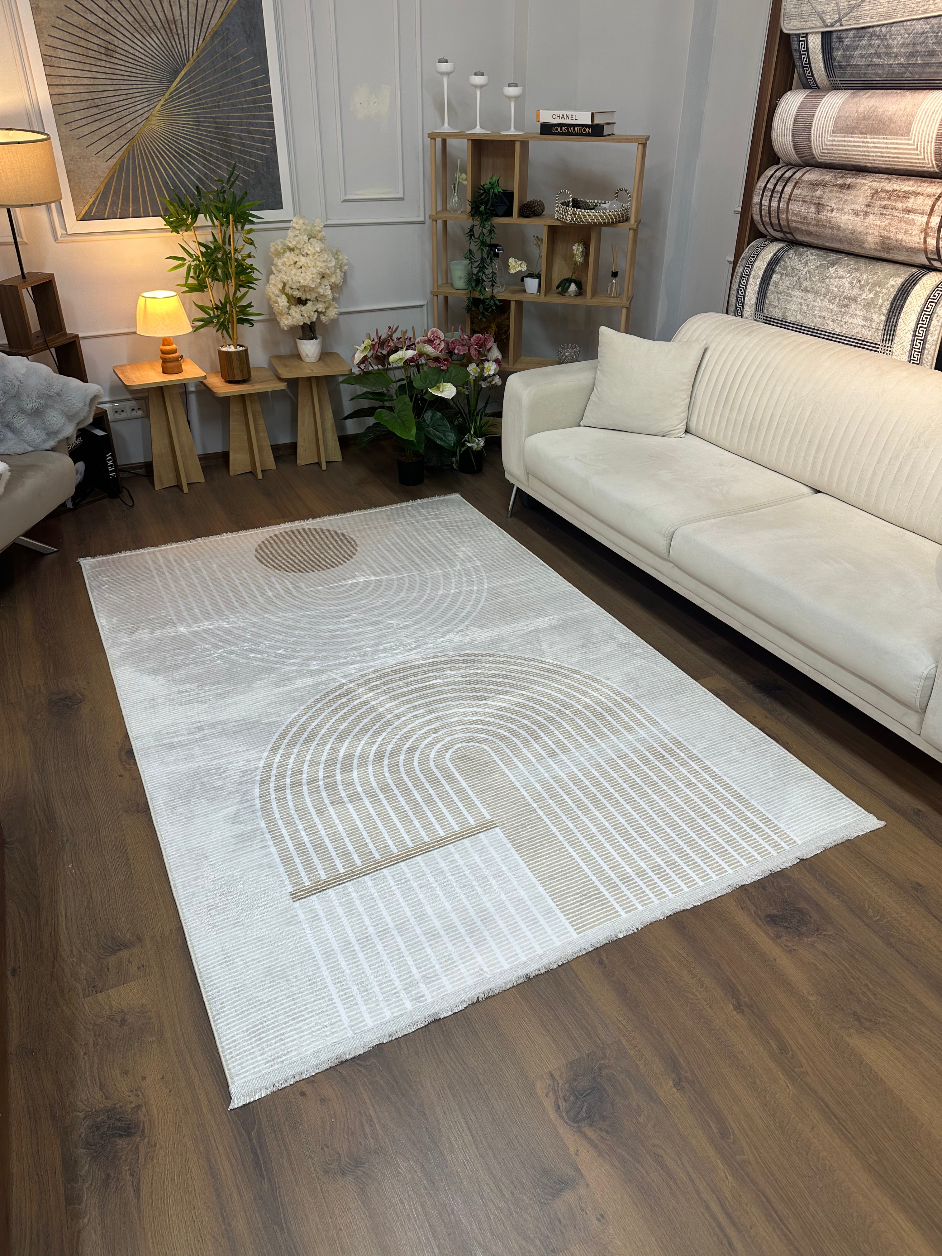 FLORİDA - Kaymaz Deri Taban Makinede Yıkanabilir Salon Oturma Odası Mutfak Halısı
