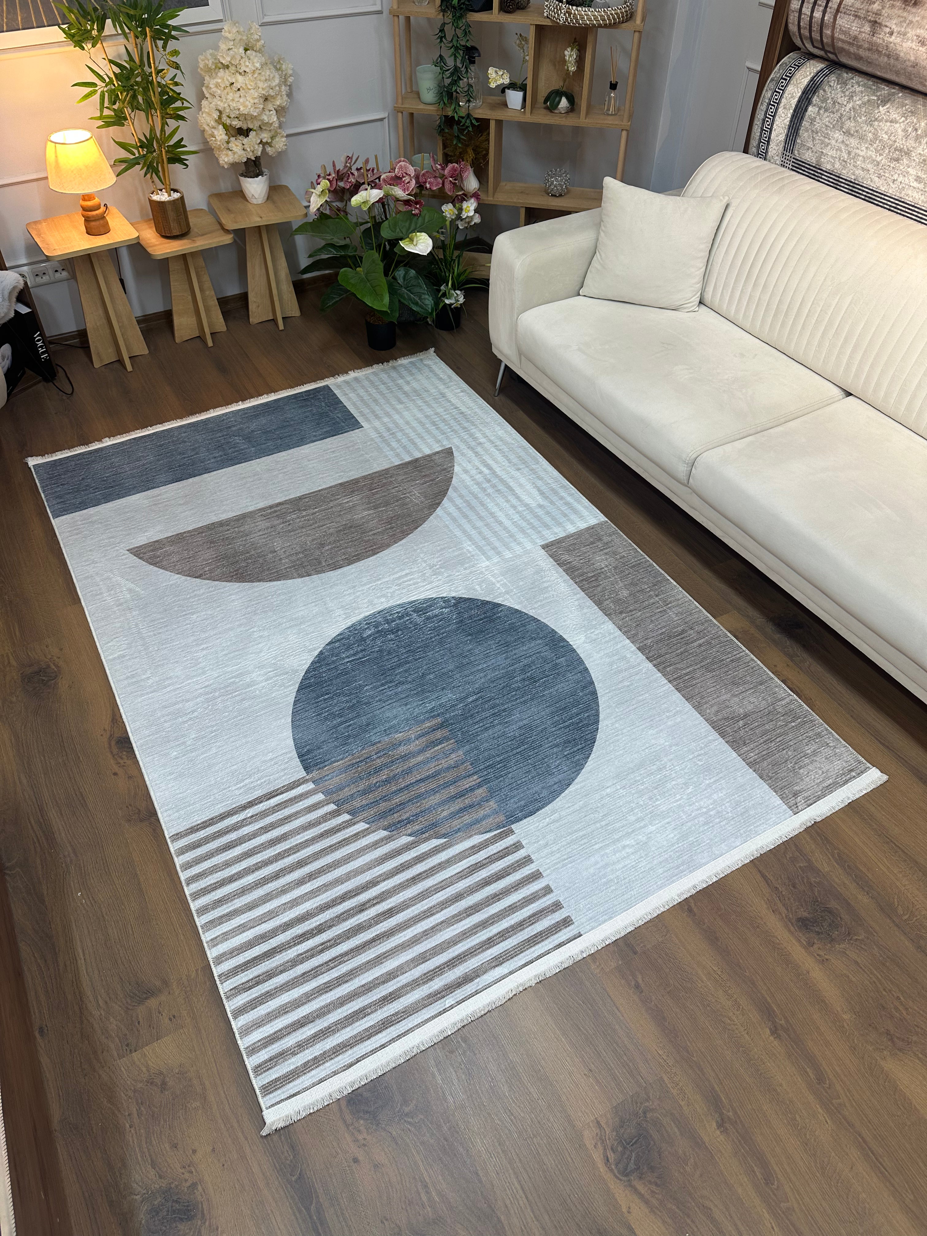 MARLAND - Kaymaz Deri Taban Makinede Yıkanabilir Salon Oturma Odası Mutfak Halısı
