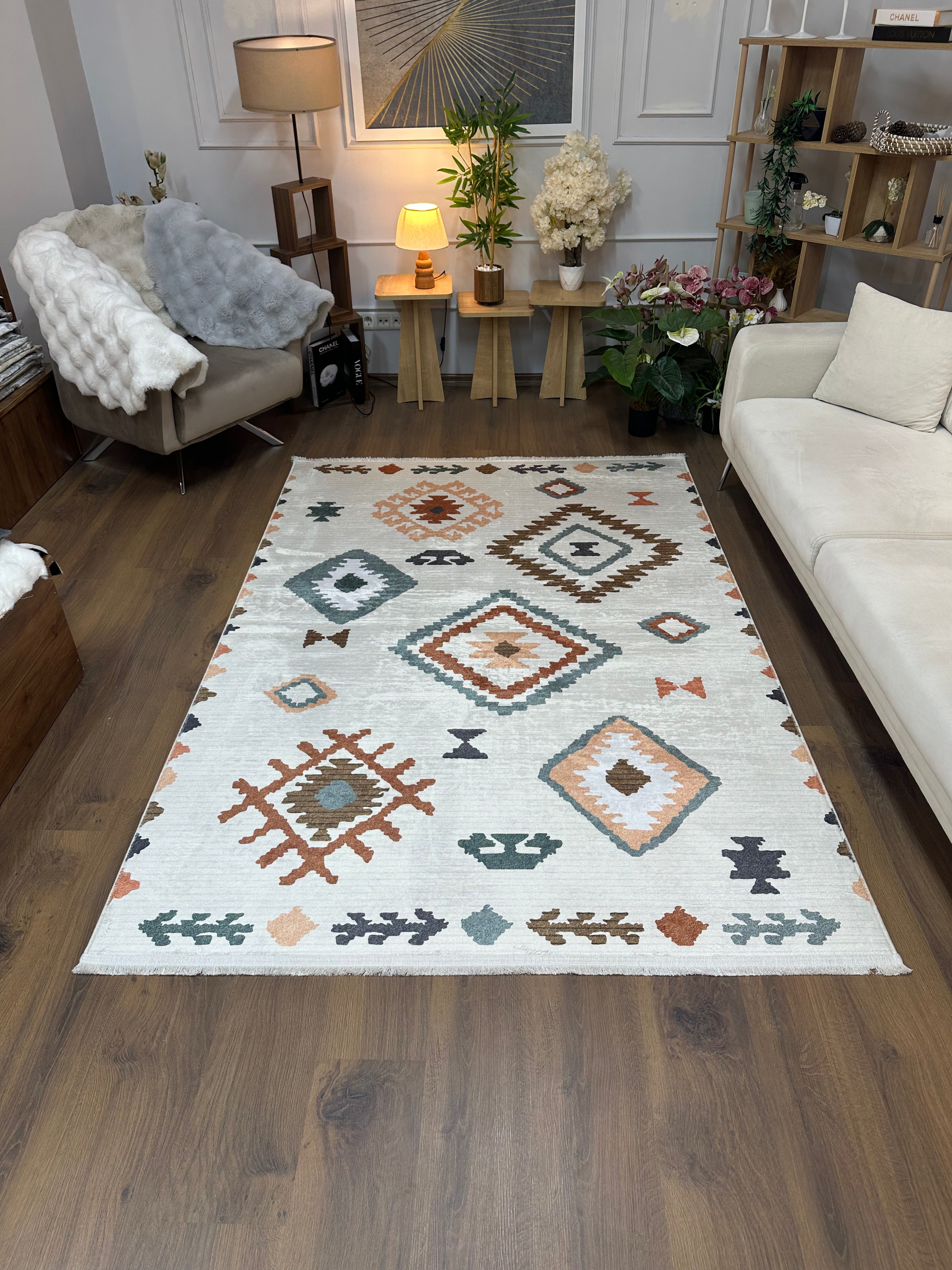 NEVADA - Kaymaz Deri Taban Makinede Yıkanabilir Salon Oturma Odası Mutfak Halısı