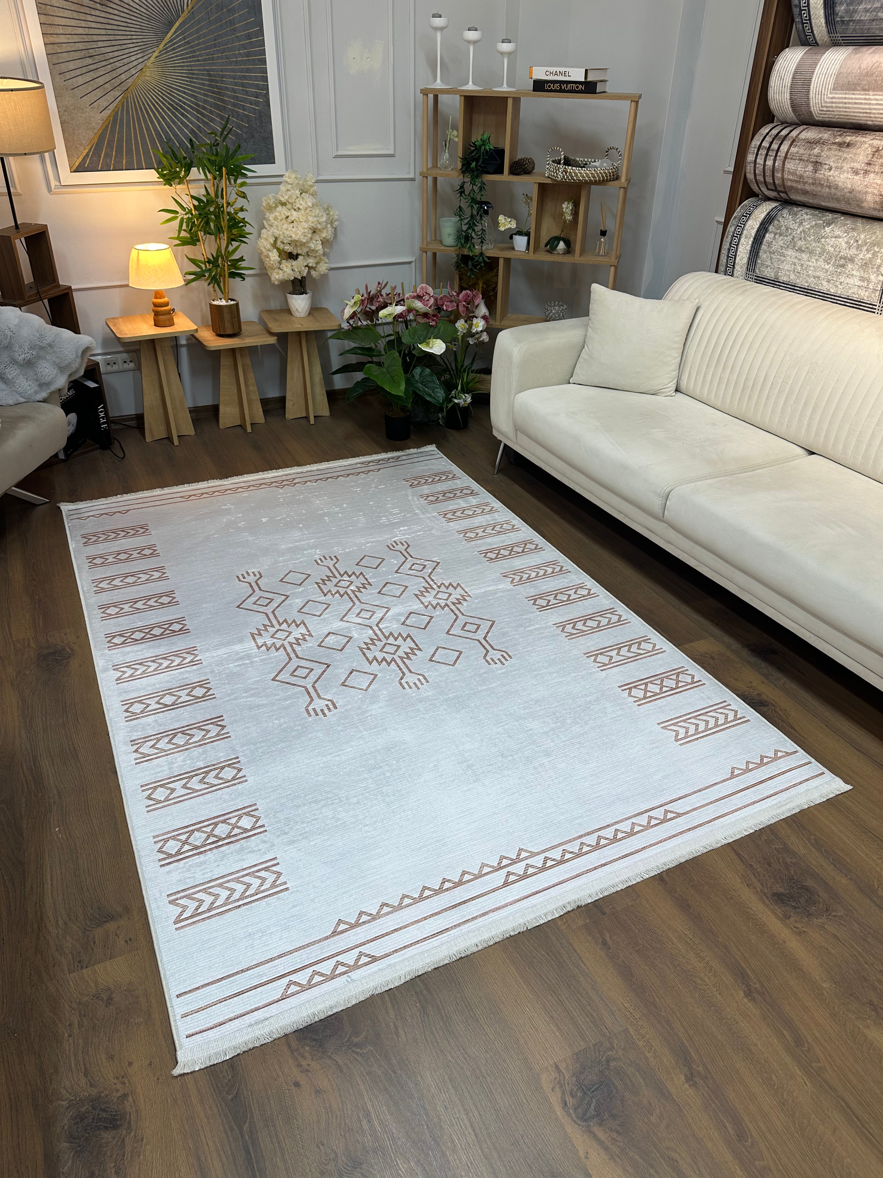 JERSEY - Kaymaz Deri Taban Makinede Yıkanabilir Salon Oturma Odası Mutfak Halısı