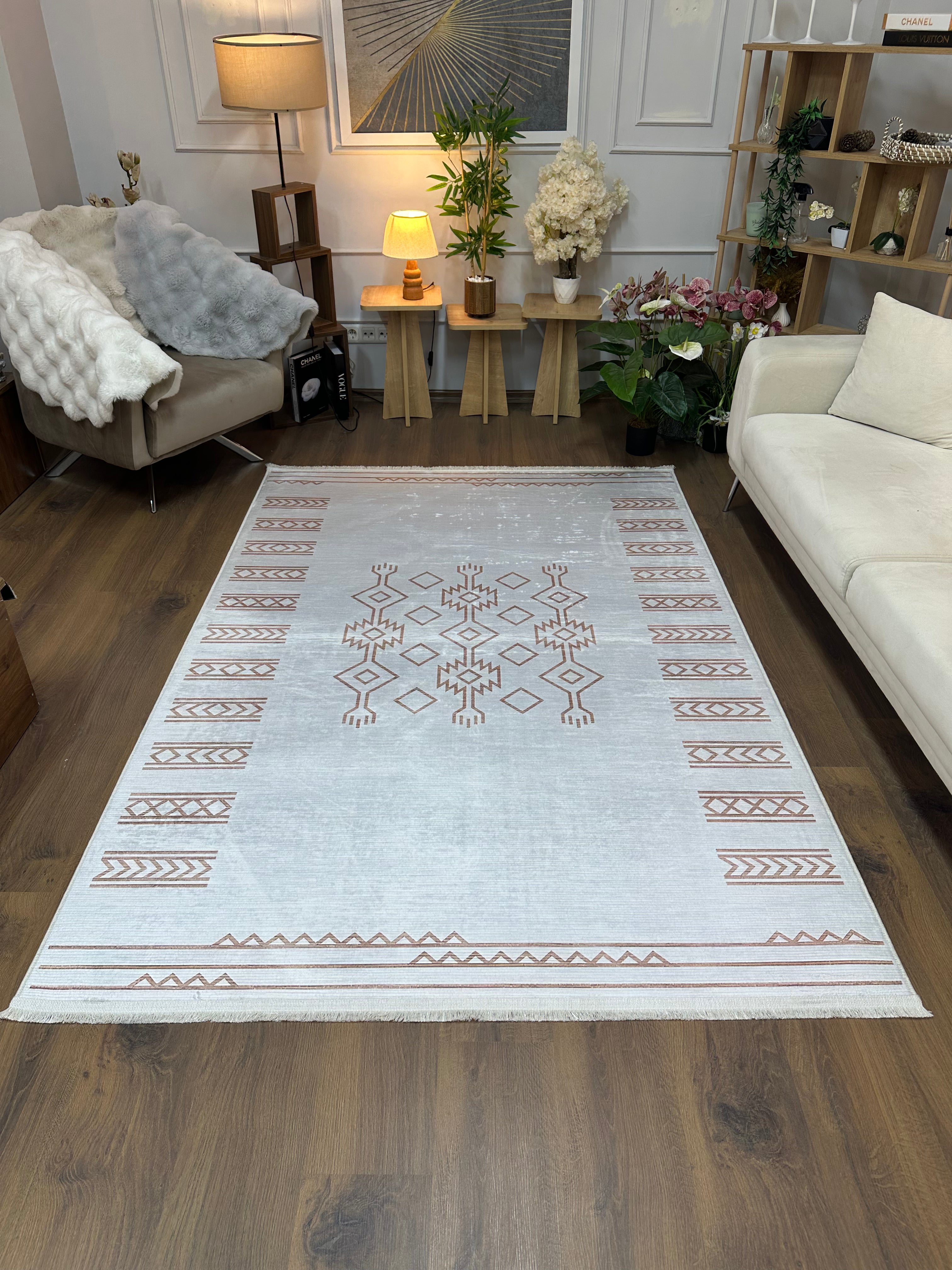 JERSEY - Kaymaz Deri Taban Makinede Yıkanabilir Salon Oturma Odası Mutfak Halısı