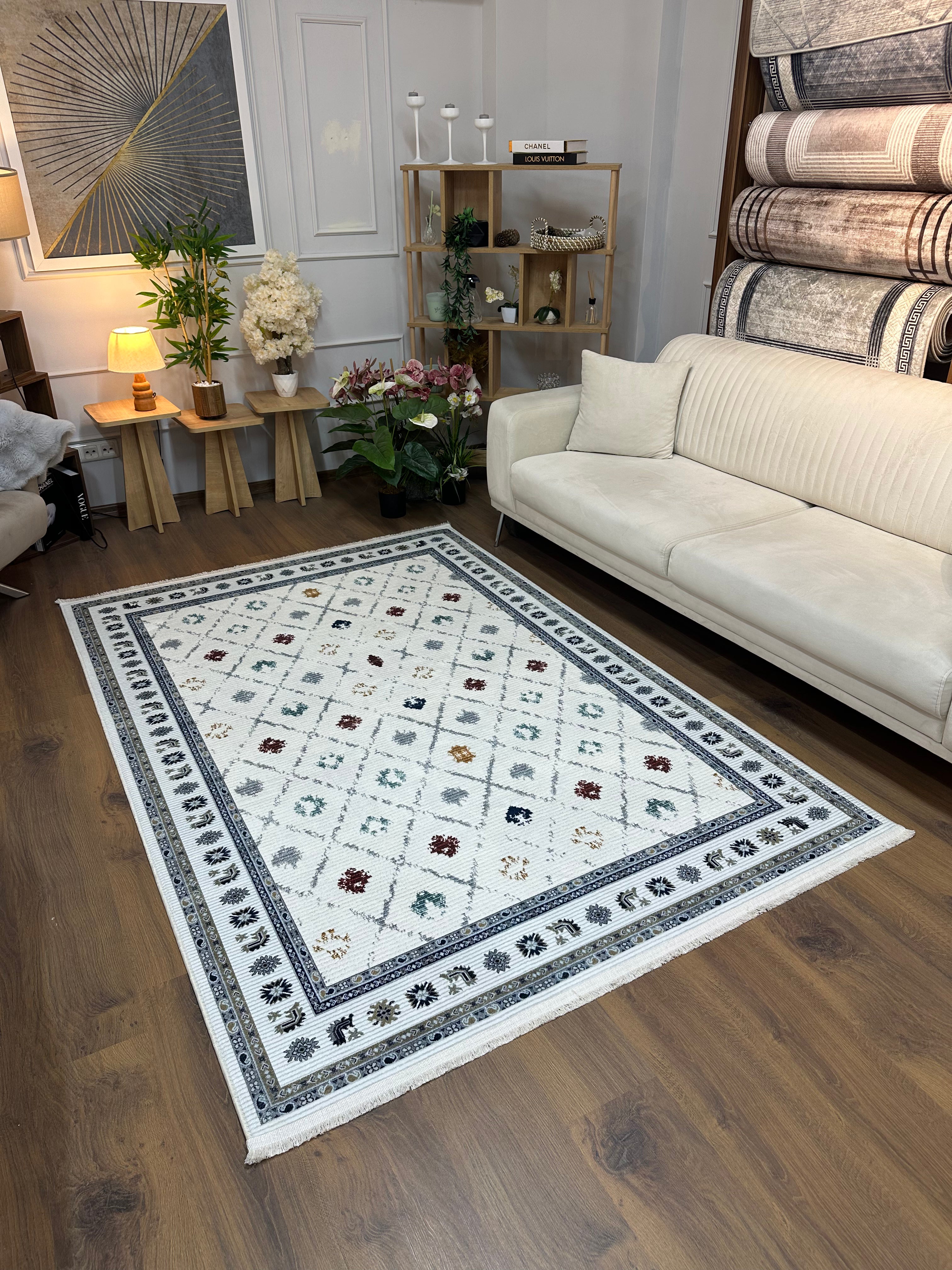 BARLOW - Kaymaz Deri Taban Makinede Yıkanabilir Salon Oturma Odası Mutfak Halısı