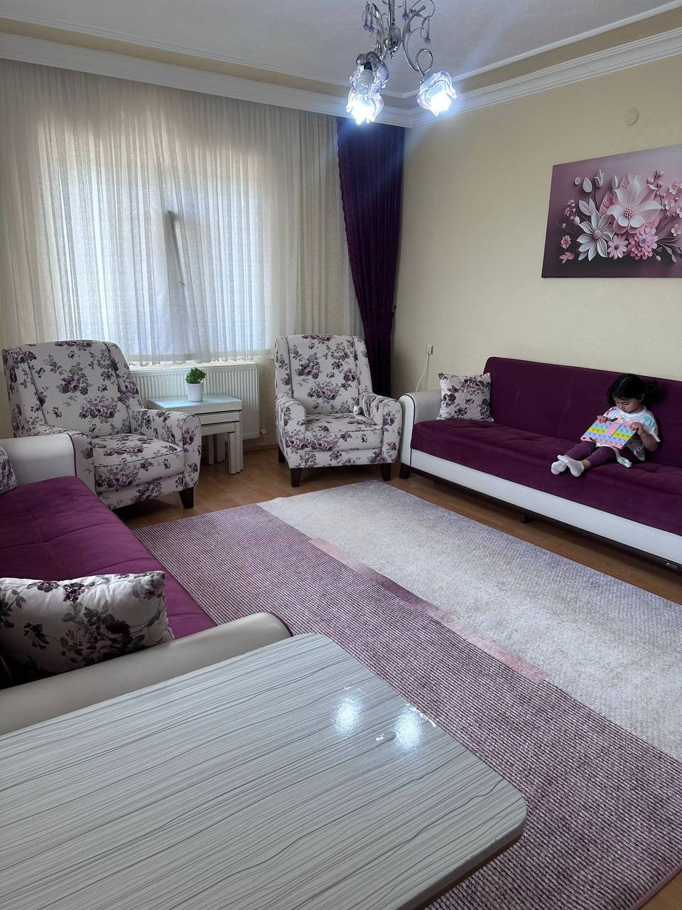 SİNDA-3 - Kaymaz Deri Taban Makinede Yıkanabilir Salon Oturma Odası Mutfak Halısı