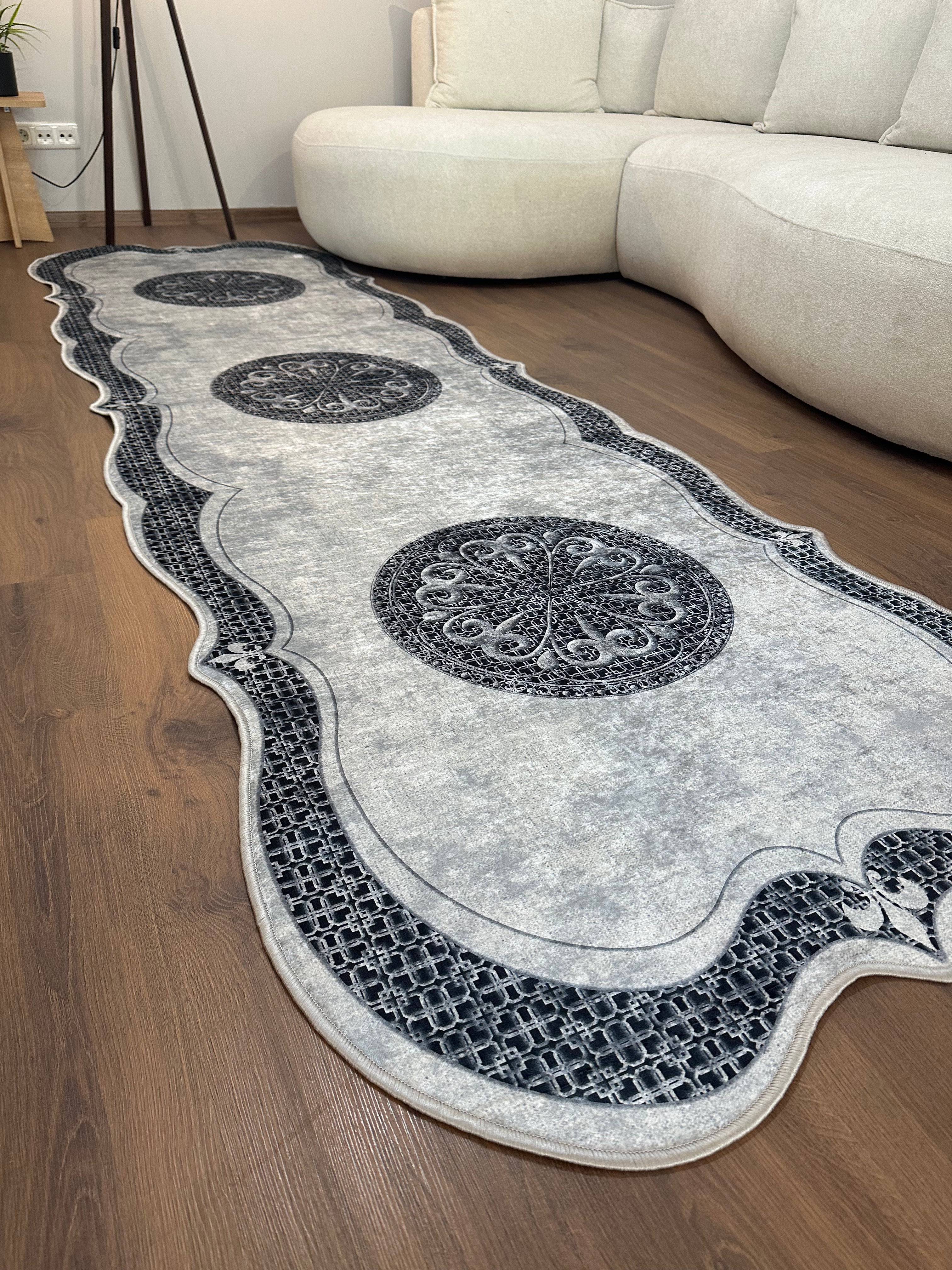 BERTA - Kaymaz Deri Taban Makinede Yıkanabilir Salon Oturma Odası Mutfak Halısı