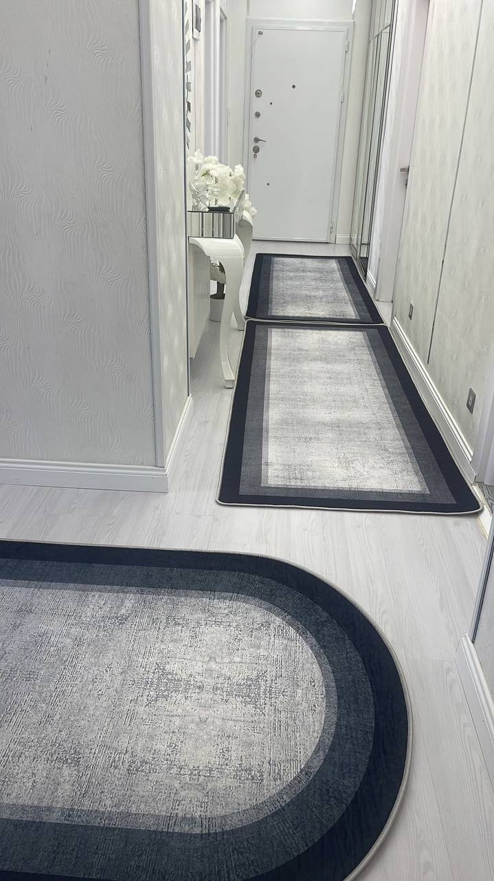 DORLA - Kaymaz Deri Taban Makinede Yıkanabilir Salon Oturma Odası Mutfak Halısı