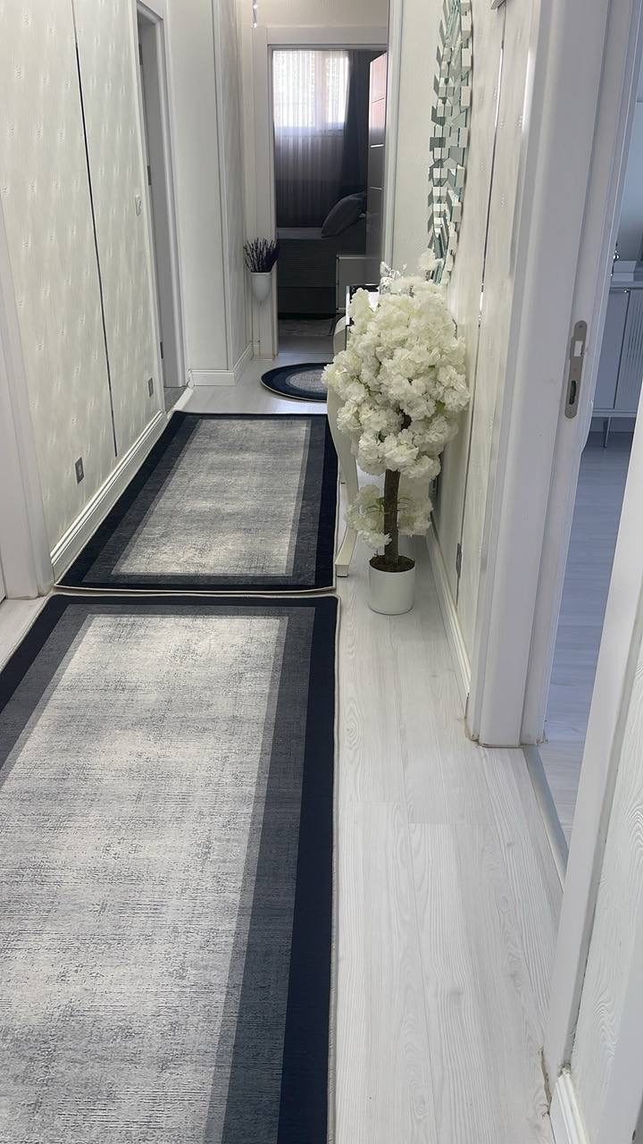 DORLA - Kaymaz Deri Taban Makinede Yıkanabilir Salon Oturma Odası Mutfak Halısı