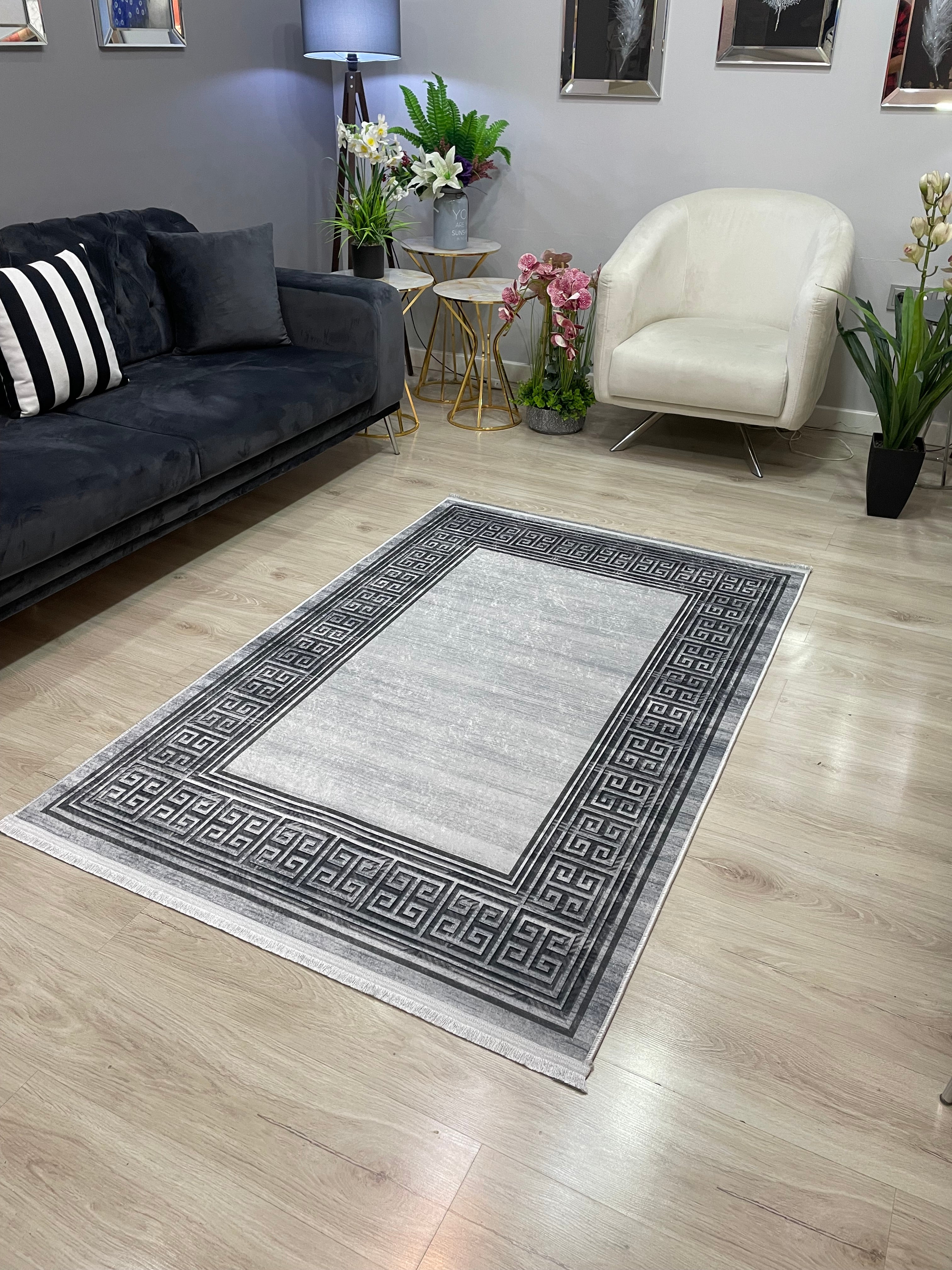 JANNY - Kaymaz Deri Taban Makinede Yıkanabilir Salon Oturma Odası Mutfak Halısı
