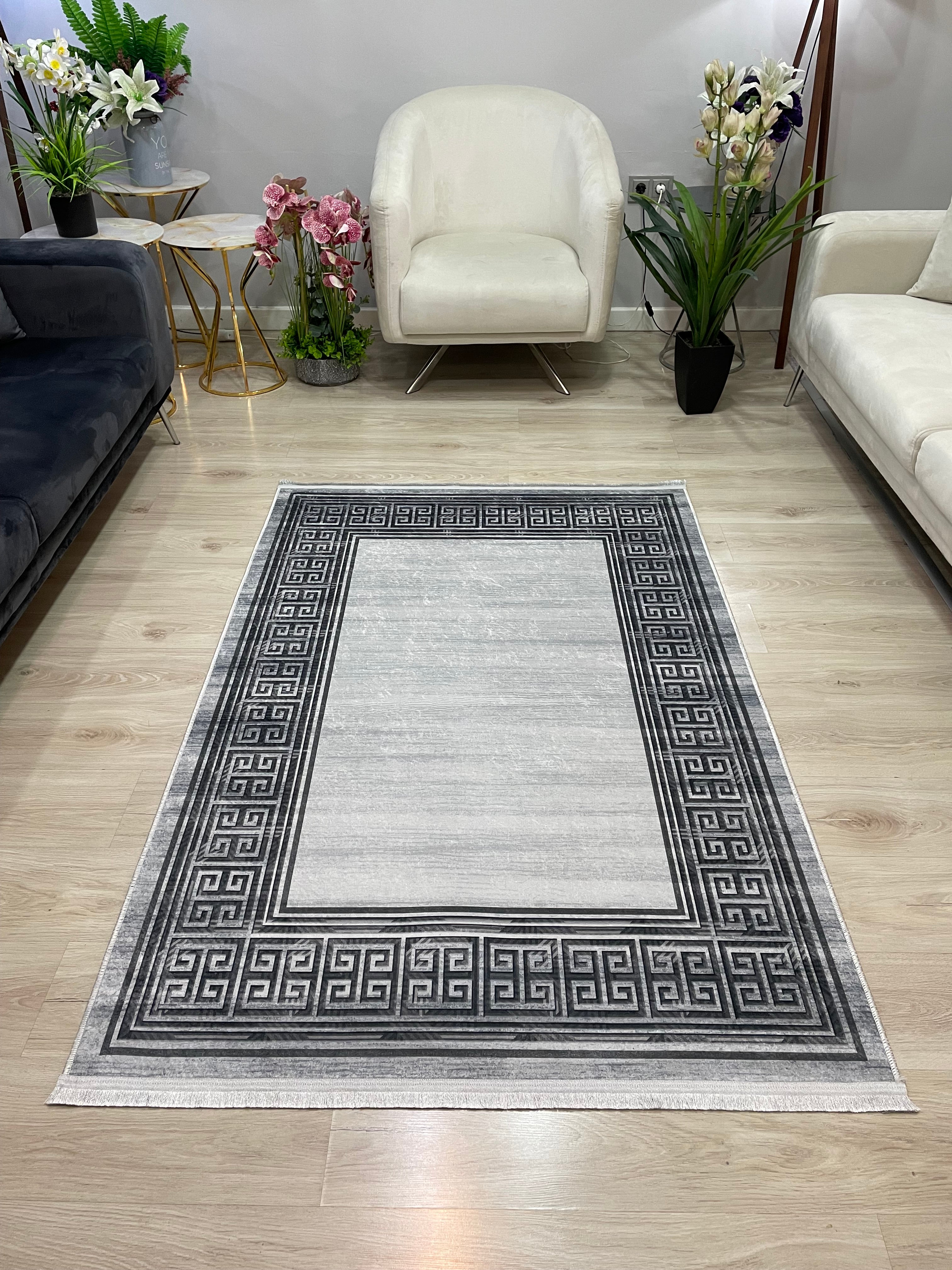 JANNY - Kaymaz Deri Taban Makinede Yıkanabilir Salon Oturma Odası Mutfak Halısı