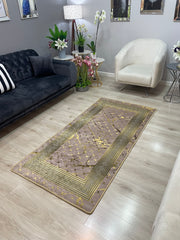 KANBERRA VİZON GOLD - Kaymaz Deri Taban Makinede Yıkanabilir Salon Oturma Odası Mutfak Halısı