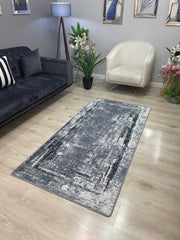 ROYAL BLACK - Kaymaz Deri Taban Makinede Yıkanabilir Salon Oturma Odası Mutfak Halısı