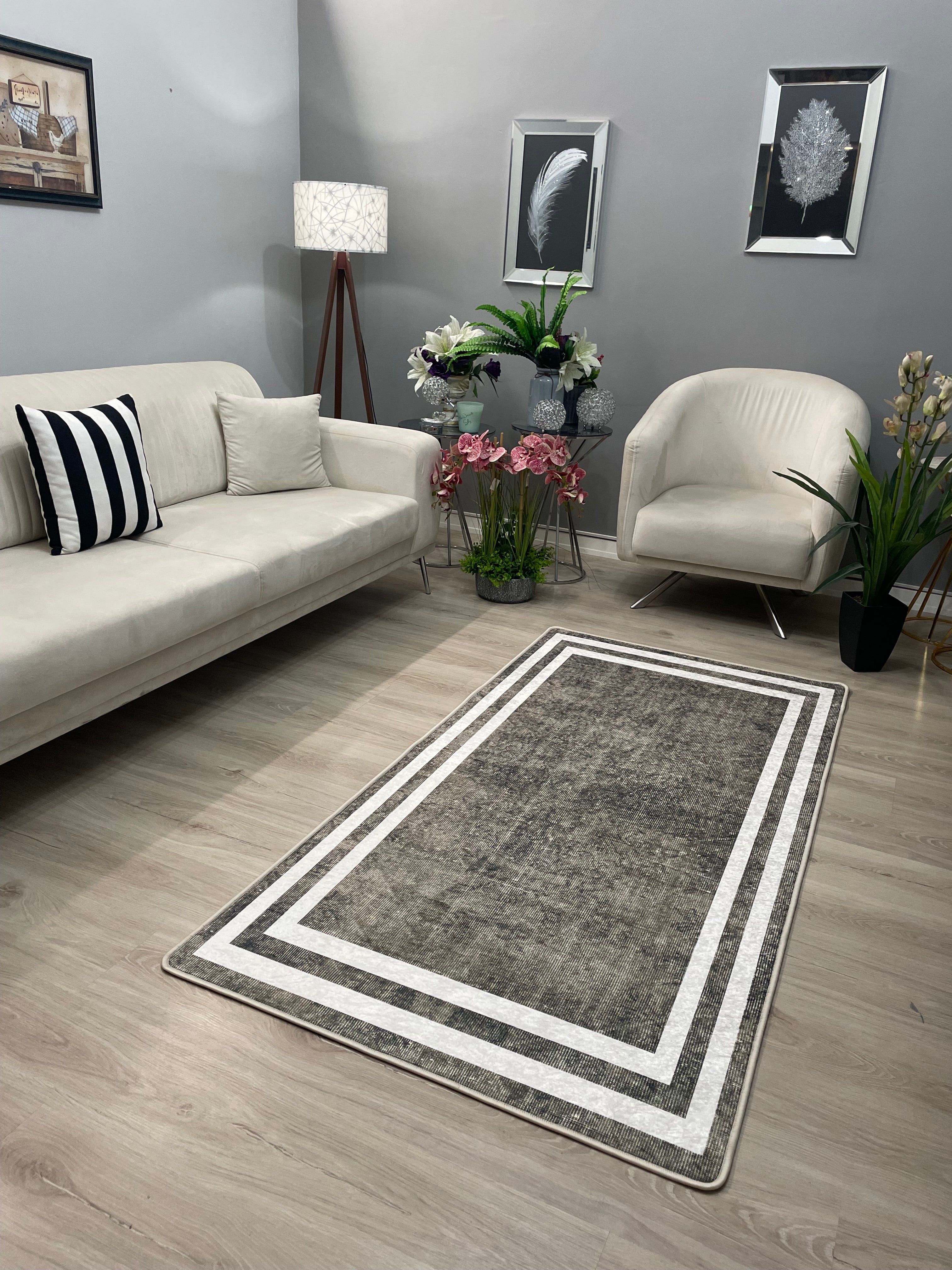 VENÜS - Kaymaz Deri Taban Makinede Yıkanabilir Salon Oturma Odası Mutfak Halısı