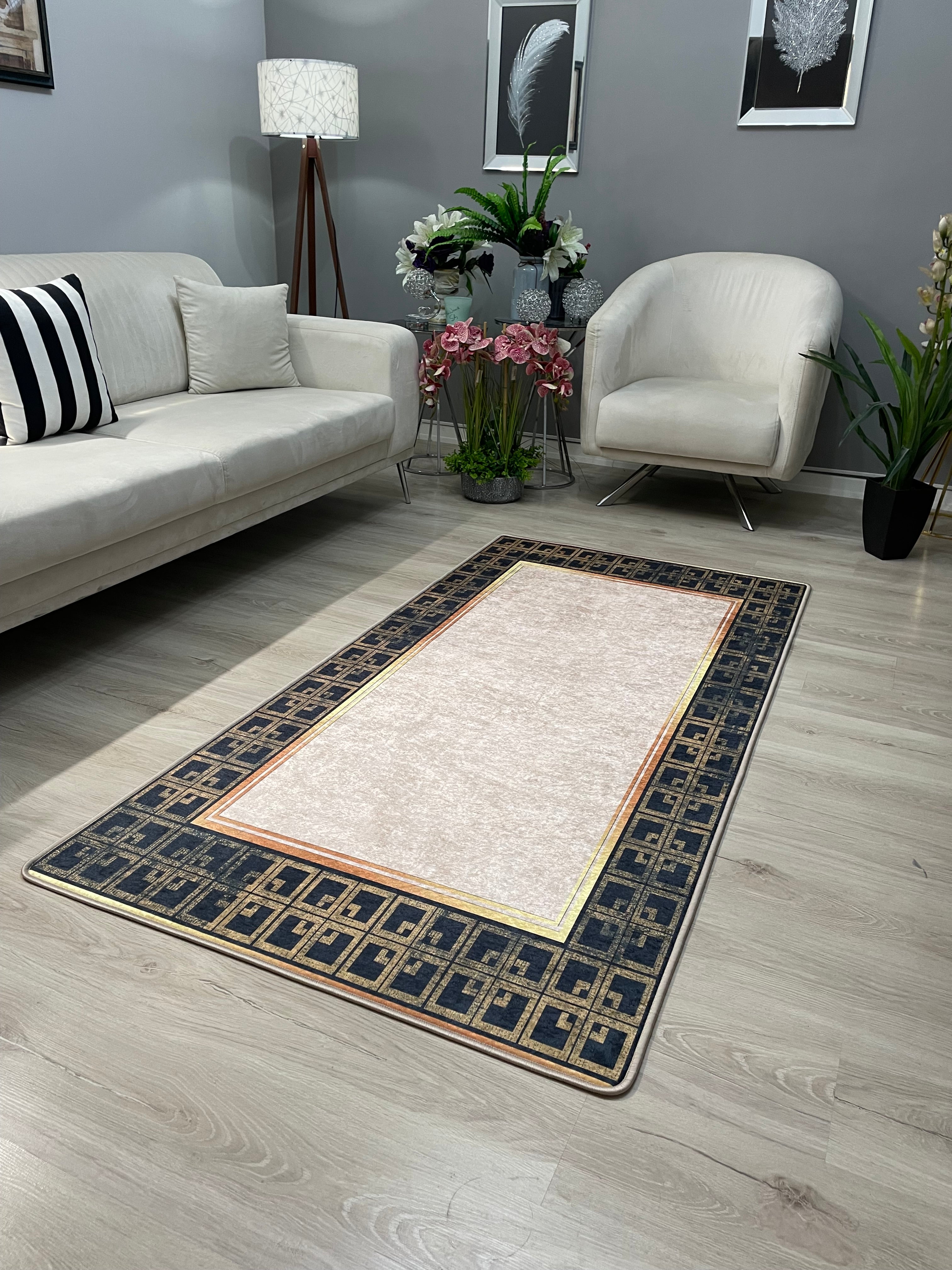 LİLY - Kaymaz Deri Taban Makinede Yıkanabilir Salon Oturma Odası Mutfak Halısı