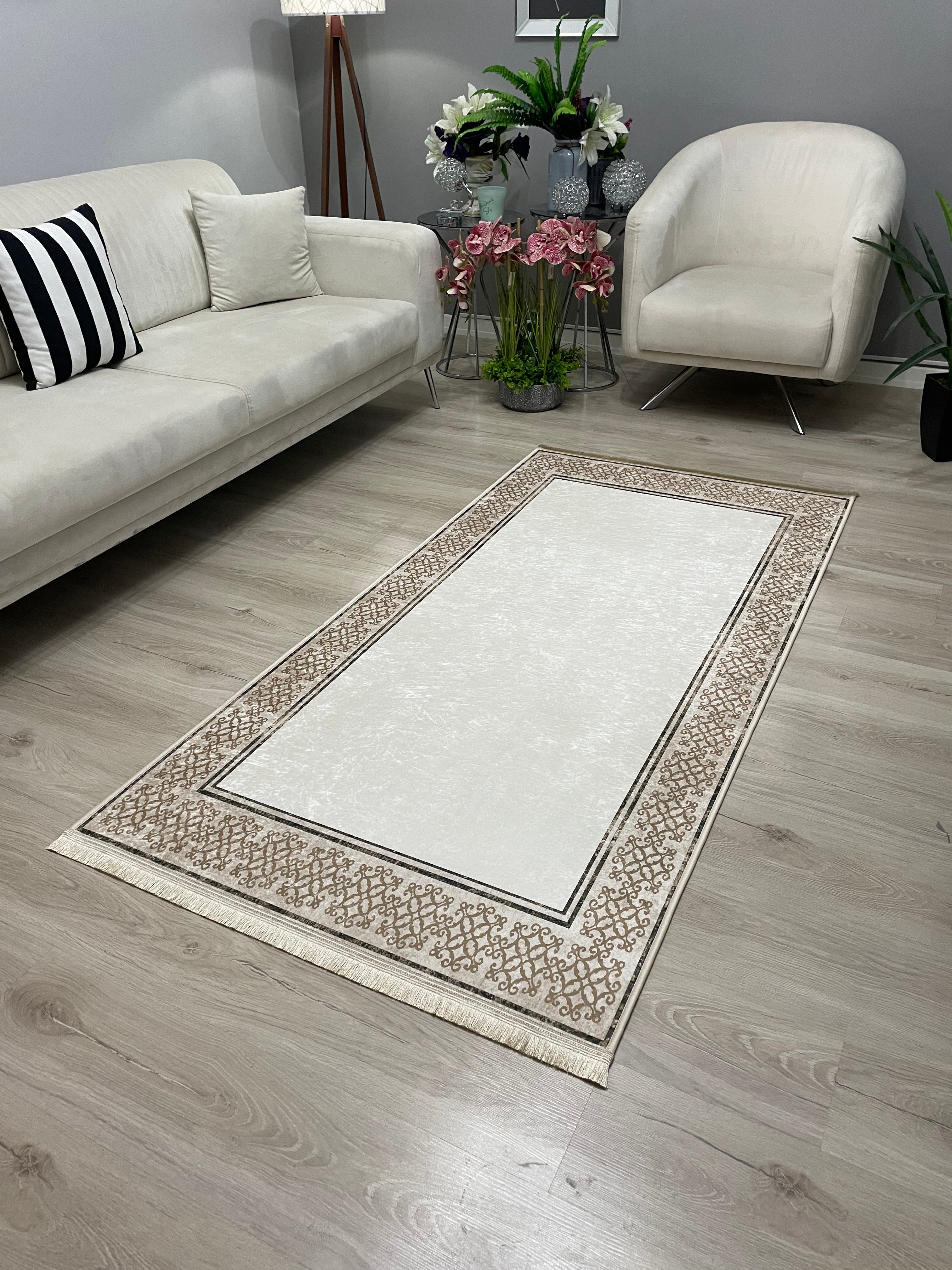 DANDELİON - Kaymaz Deri Taban Makinede Yıkanabilir Salon Oturma Odası Mutfak Halısı
