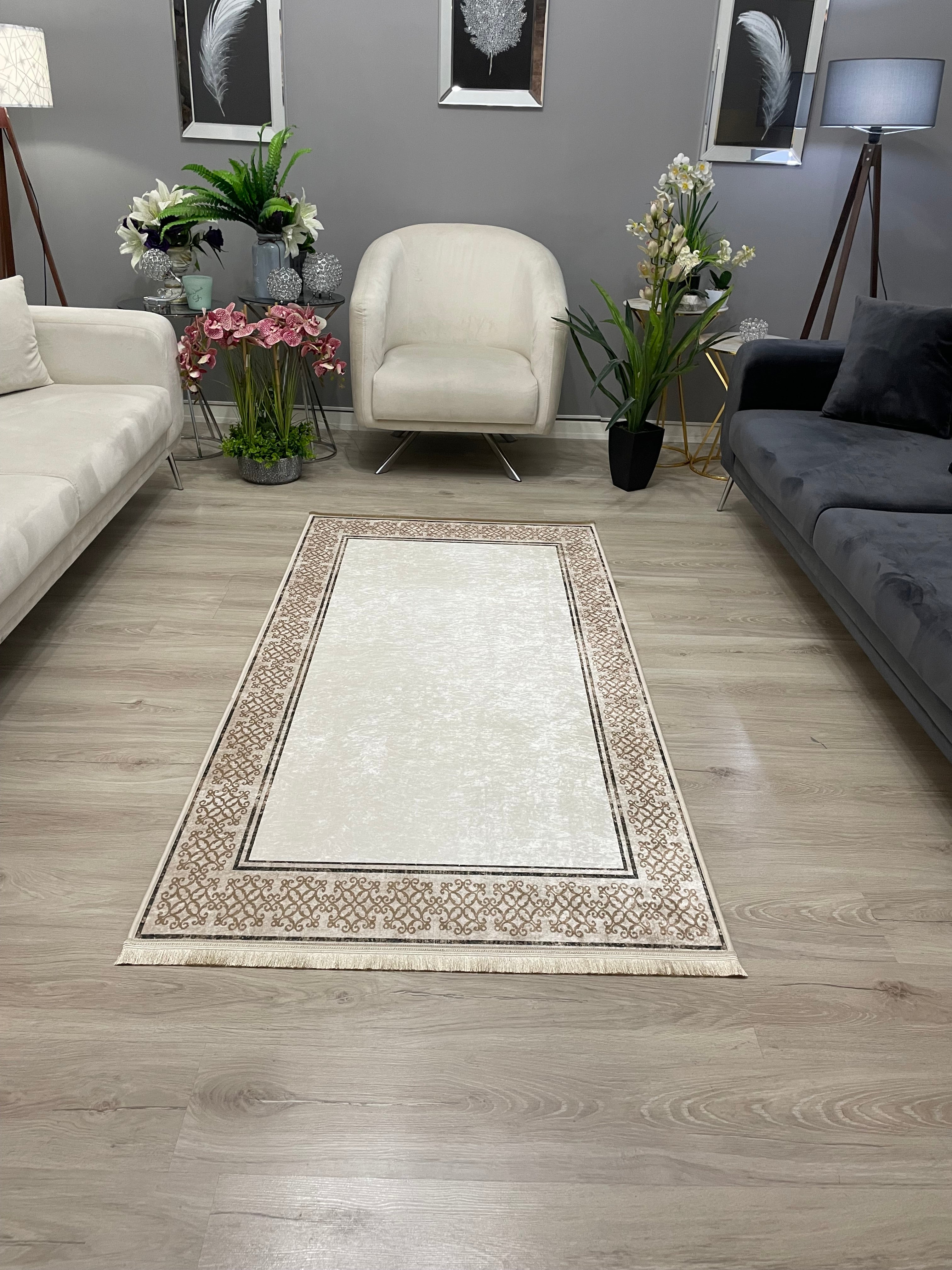DANDELİON - Kaymaz Deri Taban Makinede Yıkanabilir Salon Oturma Odası Mutfak Halısı