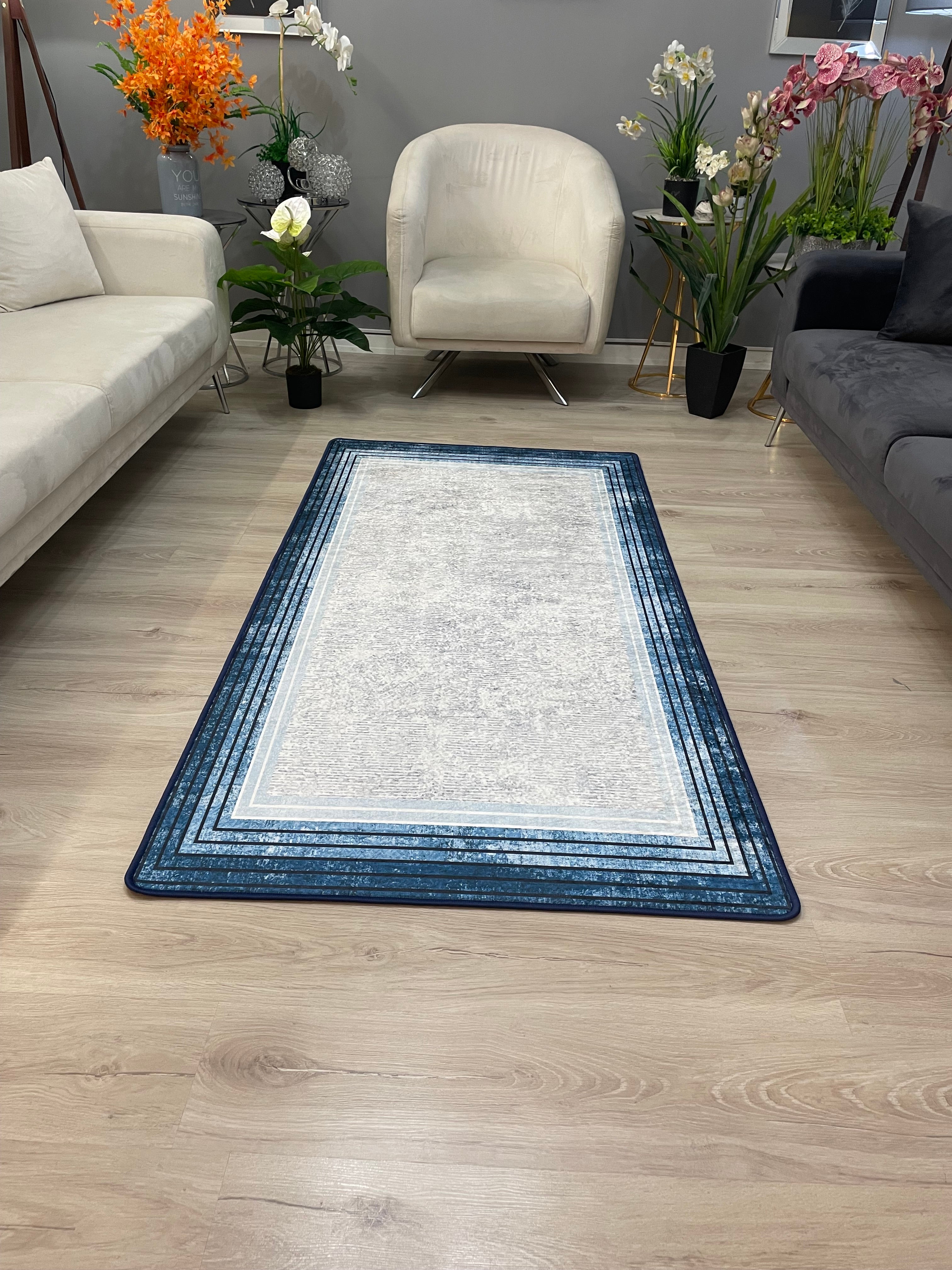 VALENCİA - Kaymaz Deri Taban Makinede Yıkanabilir Salon Oturma Odası Mutfak Halısı