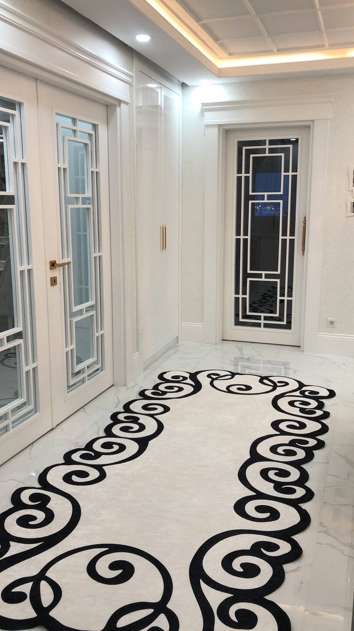 MELODİ BEYAZ - Kaymaz Deri Taban Makinede Yıkanabilir Salon Oturma Odası Mutfak Halısı
