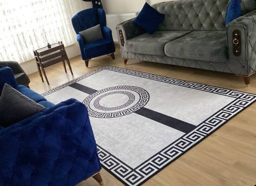 CHAİN FORE - Kaymaz Deri Taban Makinede Yıkanabilir Salon Oturma Odası Mutfak Halısı
