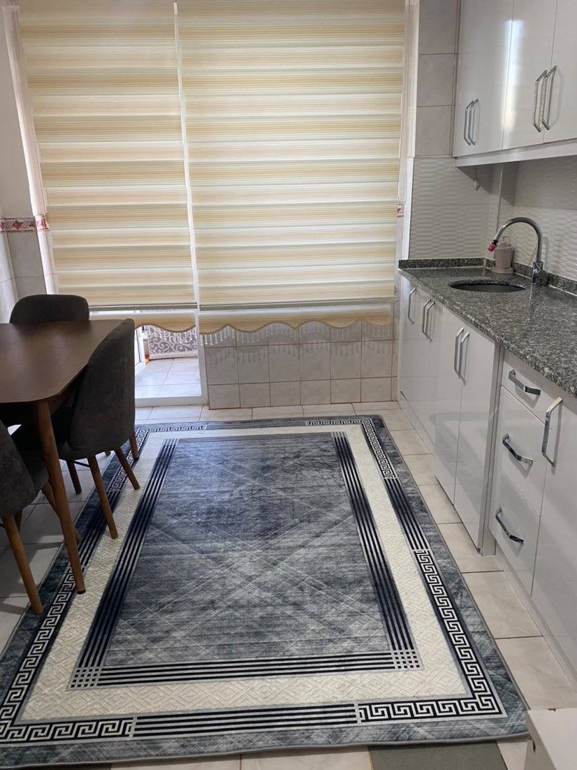 TAYLOR GRİ - Kaymaz Deri Taban Makinede Yıkanabilir Salon Oturma Odası Mutfak Halısı