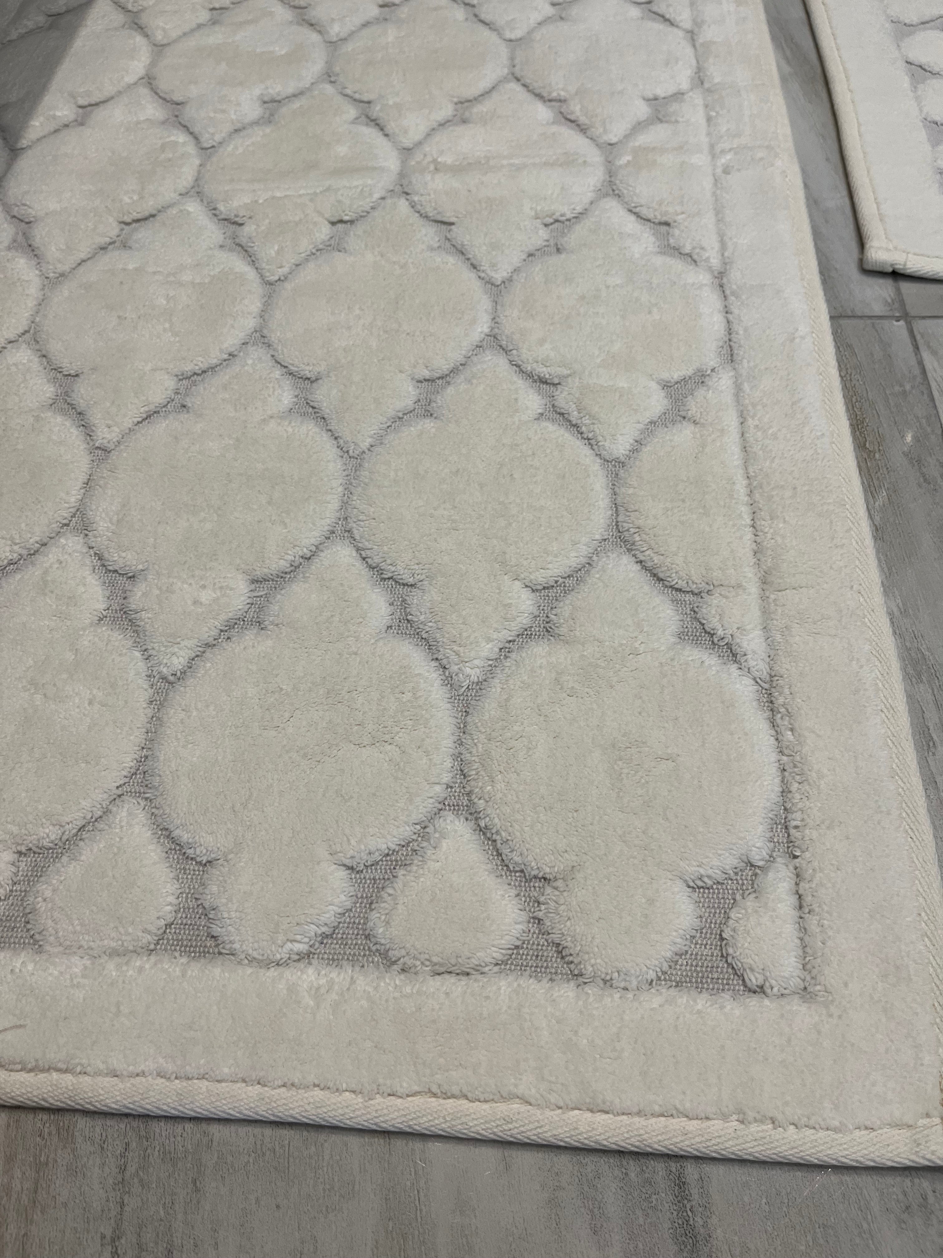 KREM - Yıkanabilir Pamuk Dokuma Taban Taban 60x100 50x60 2'li Banyo Paspas ve Klozet Takımı