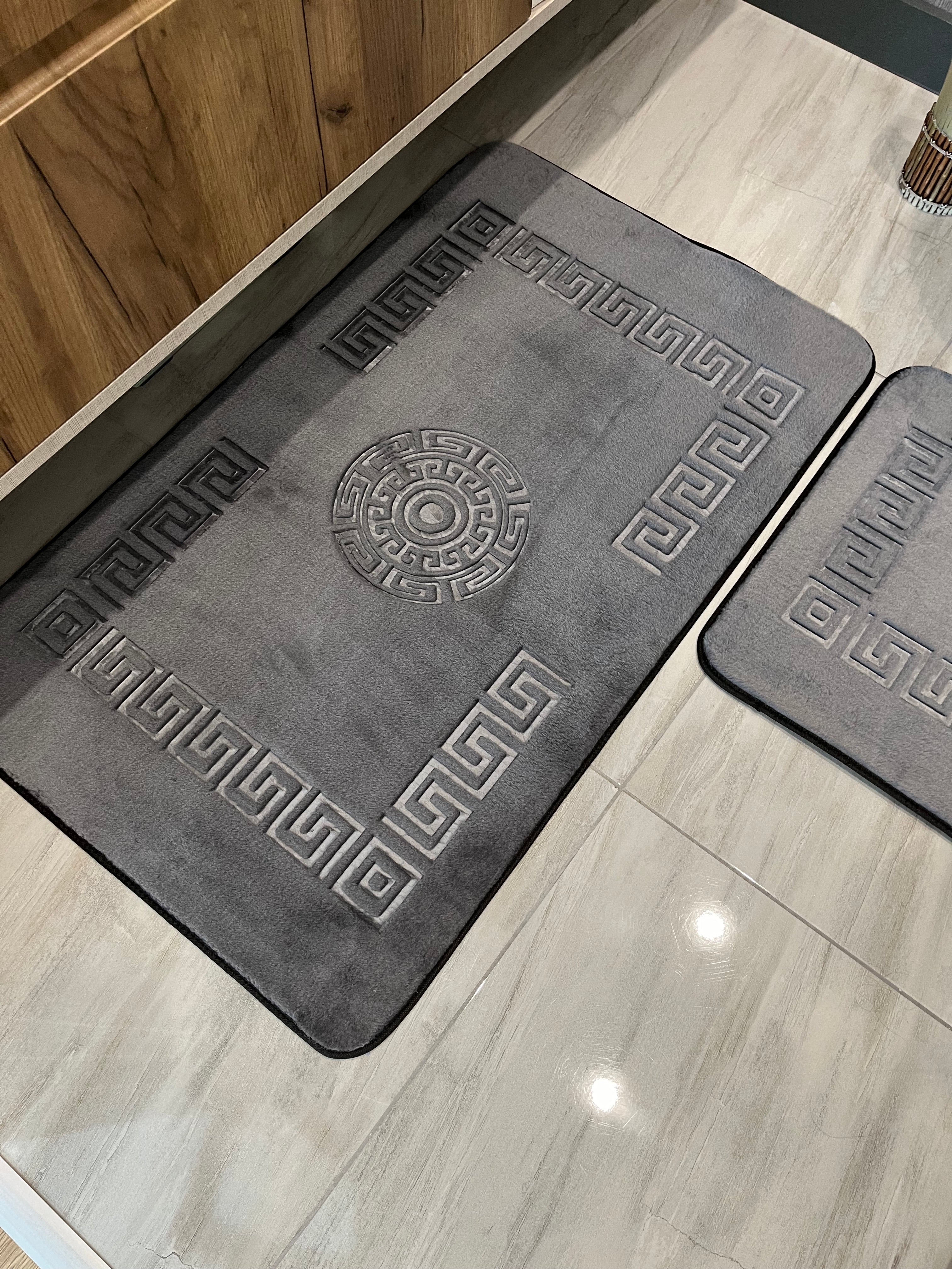 GRİ - Yıkanabilir Kaymaz Taban 60x100 50x60 2'li Banyo Paspas ve Klozet Takımı