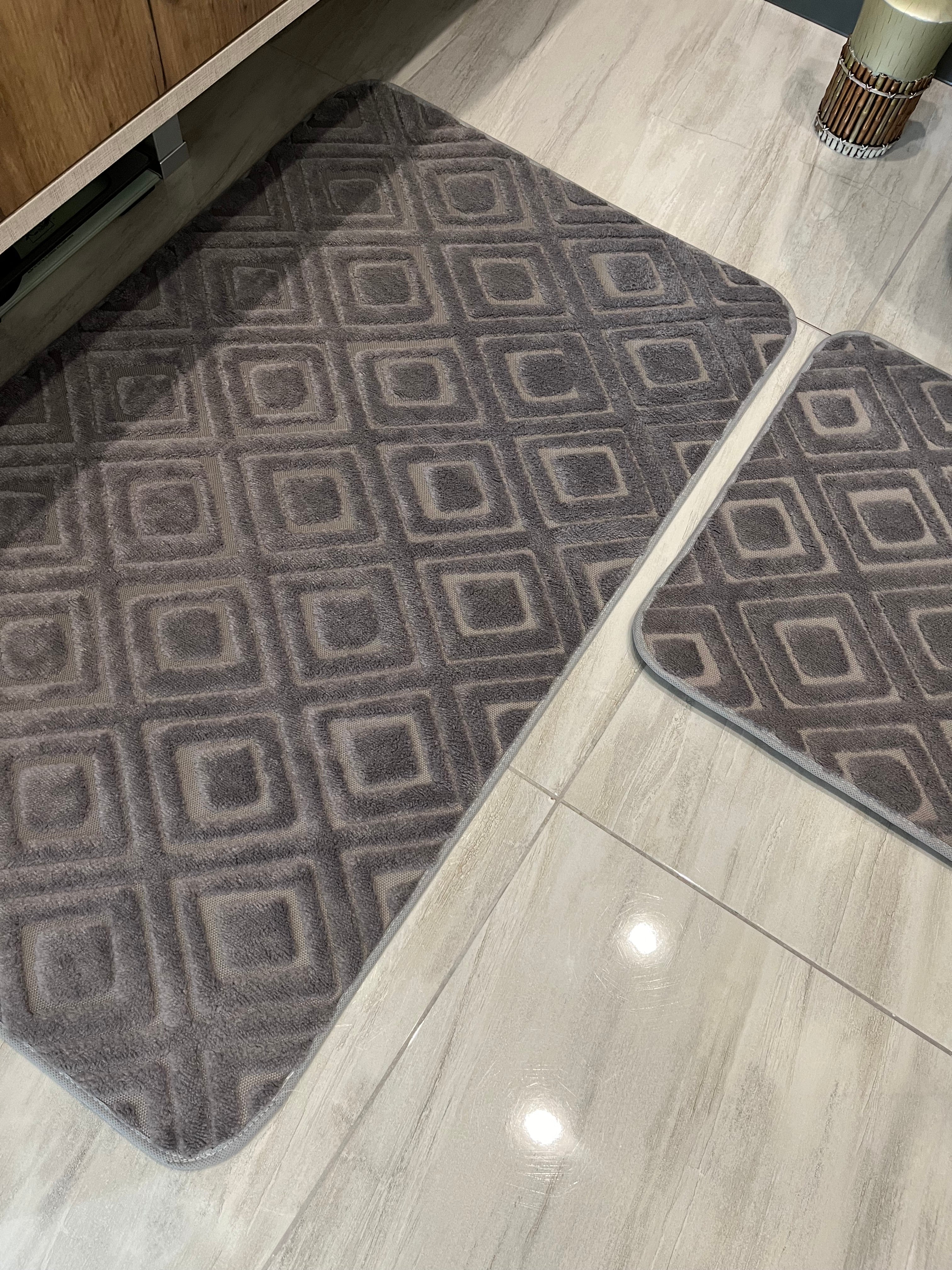 ANTRASİT - Yıkanabilir Kaymaz Taban 60x100 50x60 2'li Banyo Paspas ve Klozet Takımı