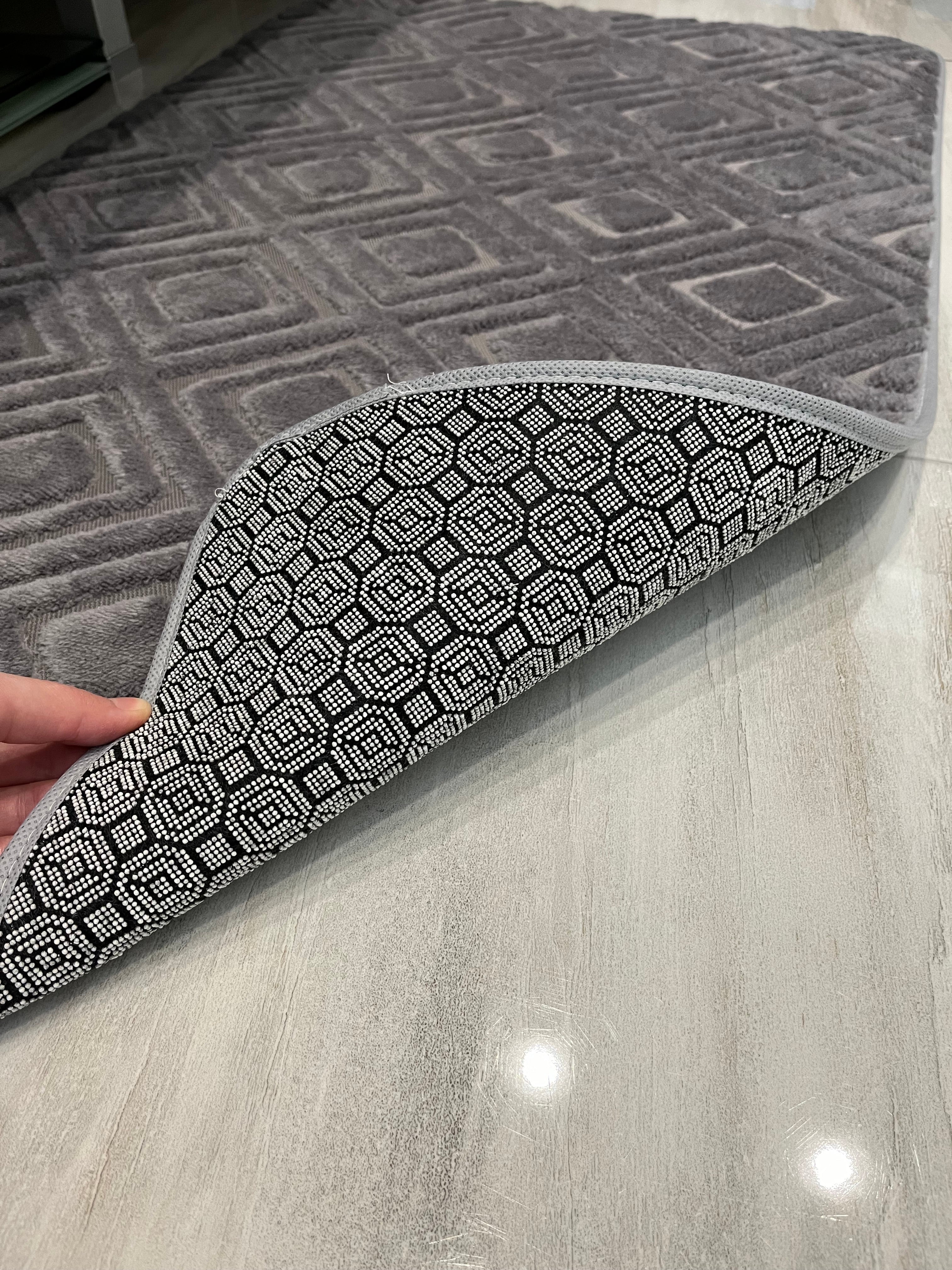 ANTRASİT - Yıkanabilir Kaymaz Taban 60x100 50x60 2'li Banyo Paspas ve Klozet Takımı