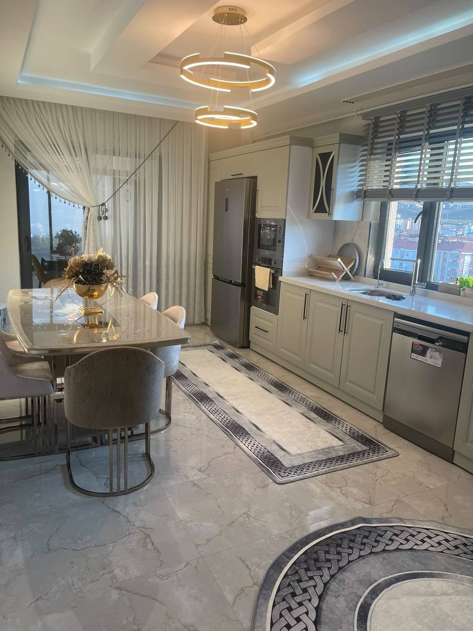 SİNATRA GÜMÜŞ - Kaymaz Deri Taban Makinede Yıkanabilir Salon Oturma Odası Mutfak Halısı