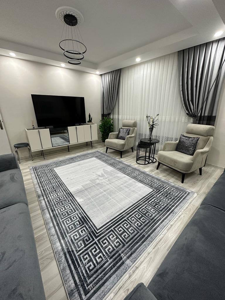 JANNY - Kaymaz Deri Taban Makinede Yıkanabilir Salon Oturma Odası Mutfak Halısı