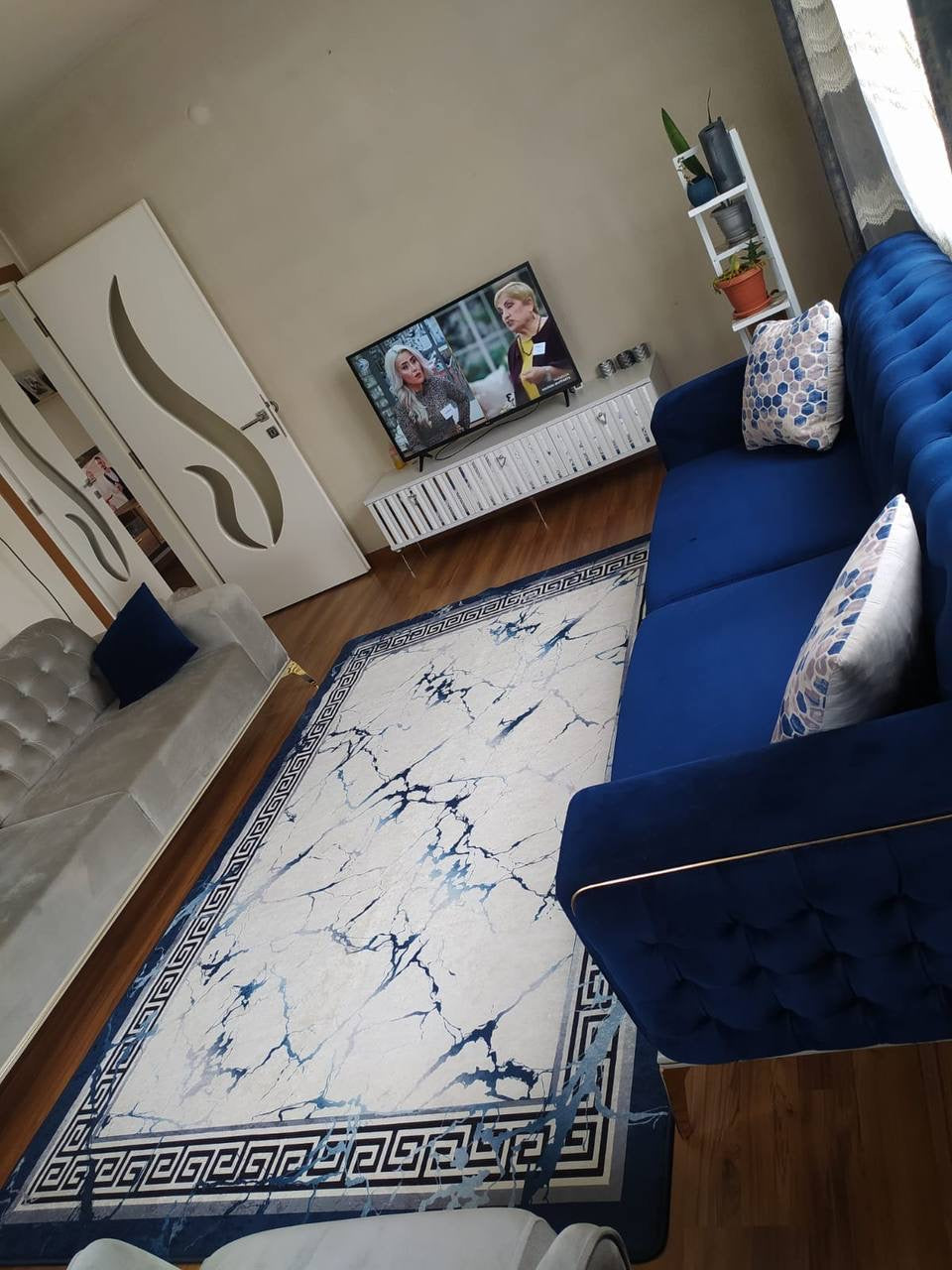 HAZEL-2 - Kaymaz Deri Taban Makinede Yıkanabilir Salon Oturma Odası Mutfak Halısı