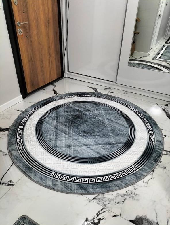 TAYLOR GRİ - Kaymaz Deri Taban Makinede Yıkanabilir Salon Oturma Odası Mutfak Halısı